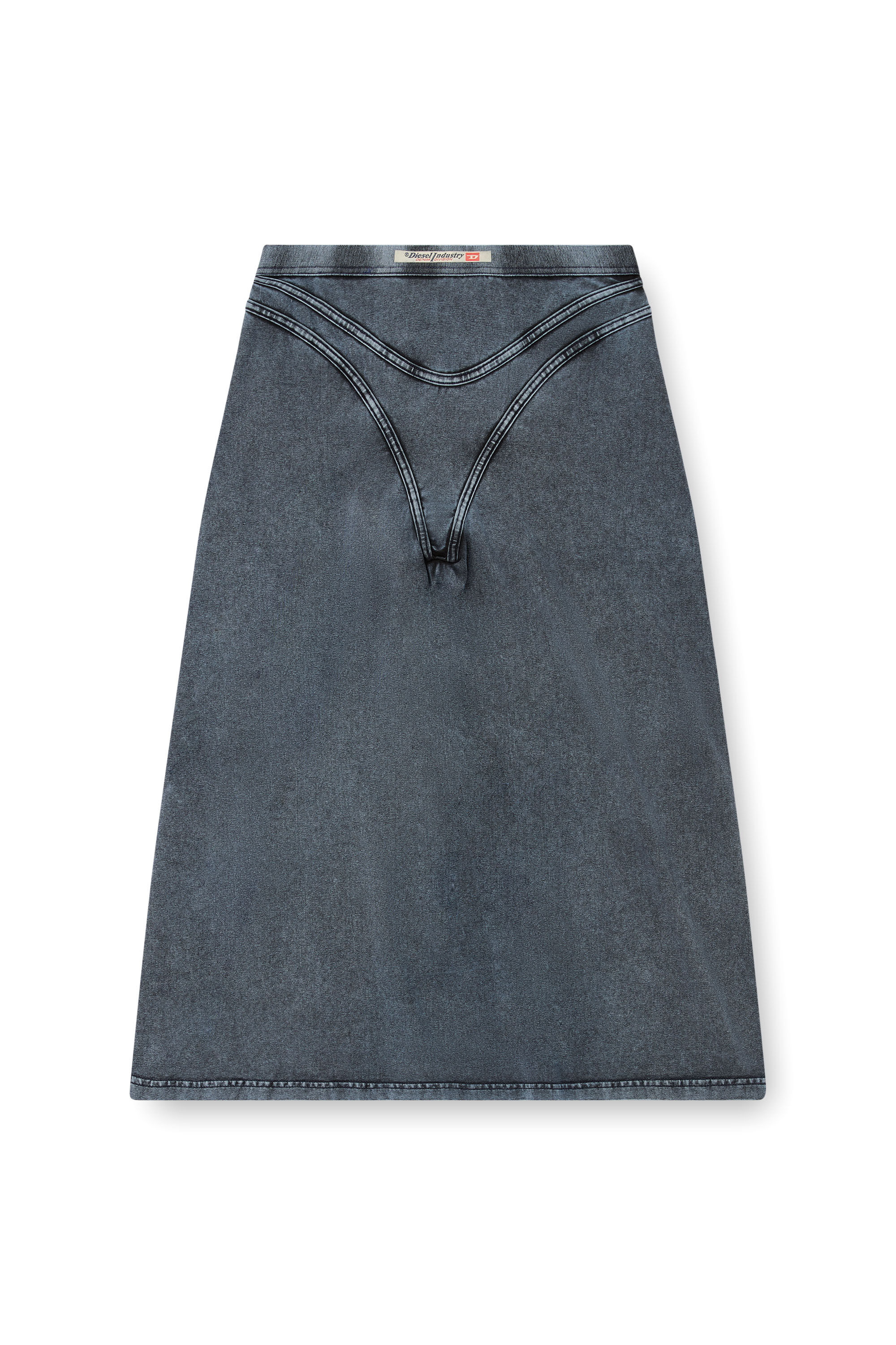 Diesel - O-ALLINE, Damen Midi-Rock aus Jersey in Denim-Optik in Dunkelblau - 2