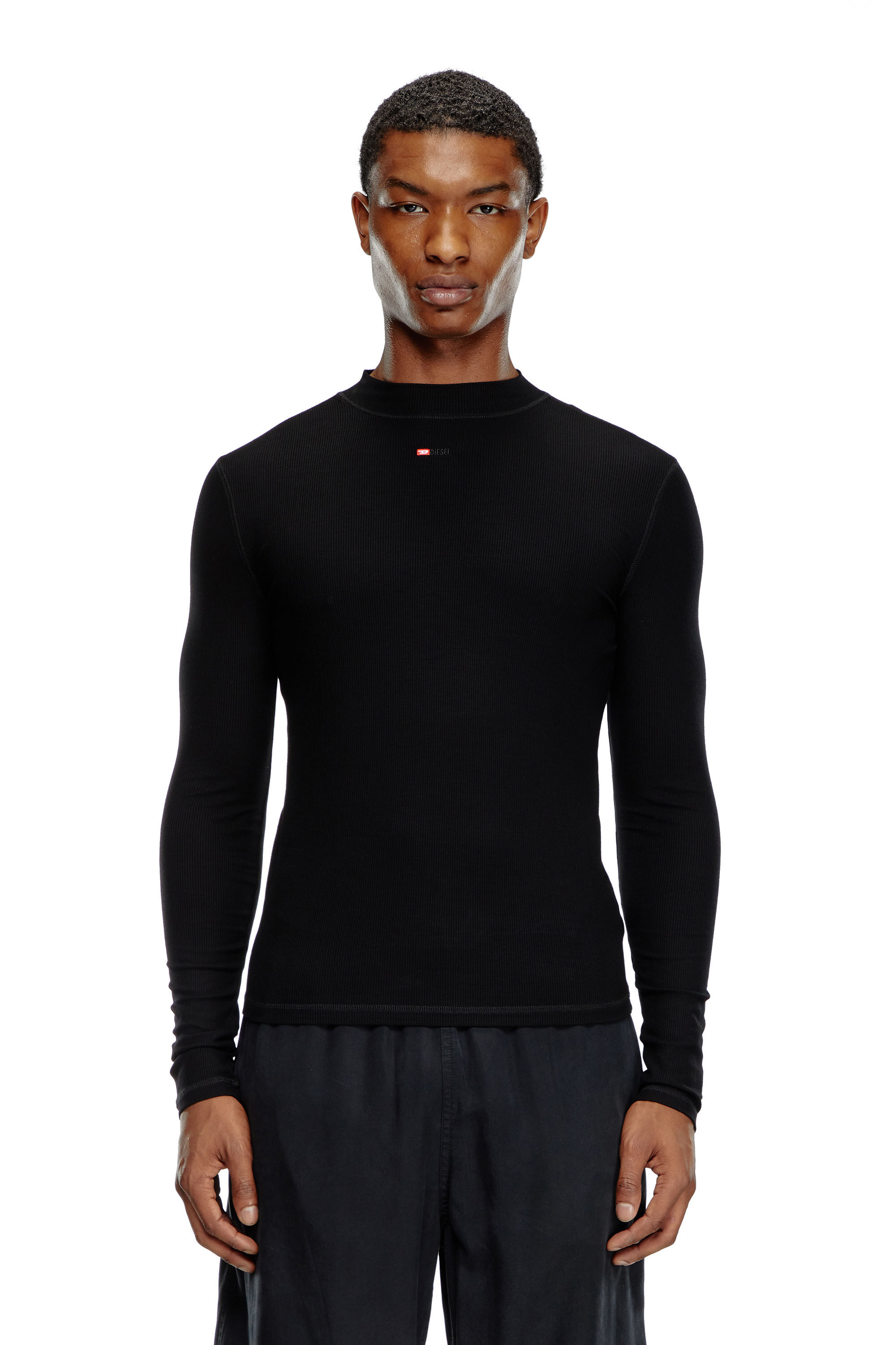 Diesel - T-MOKKY-LS-MICRODIV, Unisex Stehkragen-Top mit Mikro-Logo in Schwarz - 3