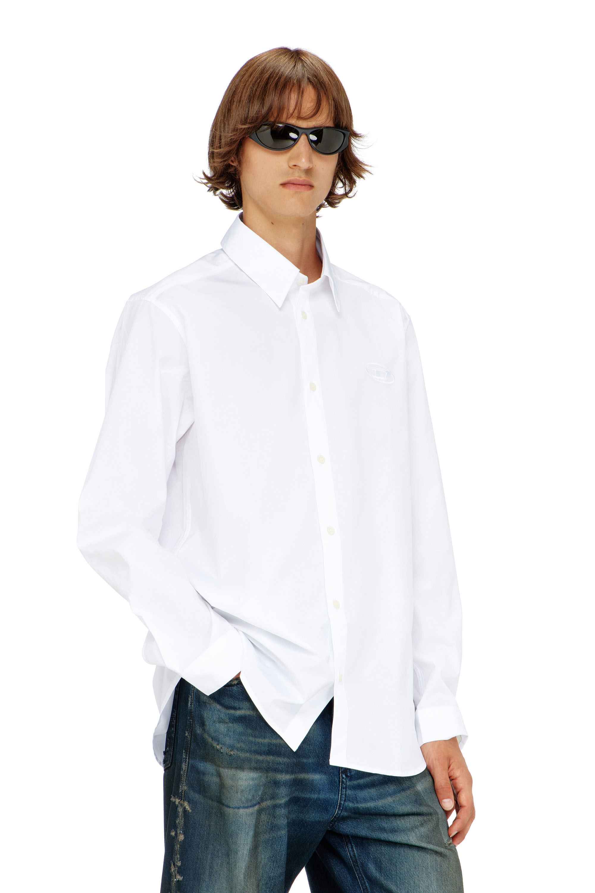 Diesel - S-SIMPLY-GSBH, Herren Stretch-Popeline-Hemd mit Stickerei in Wei&szlig; - 3