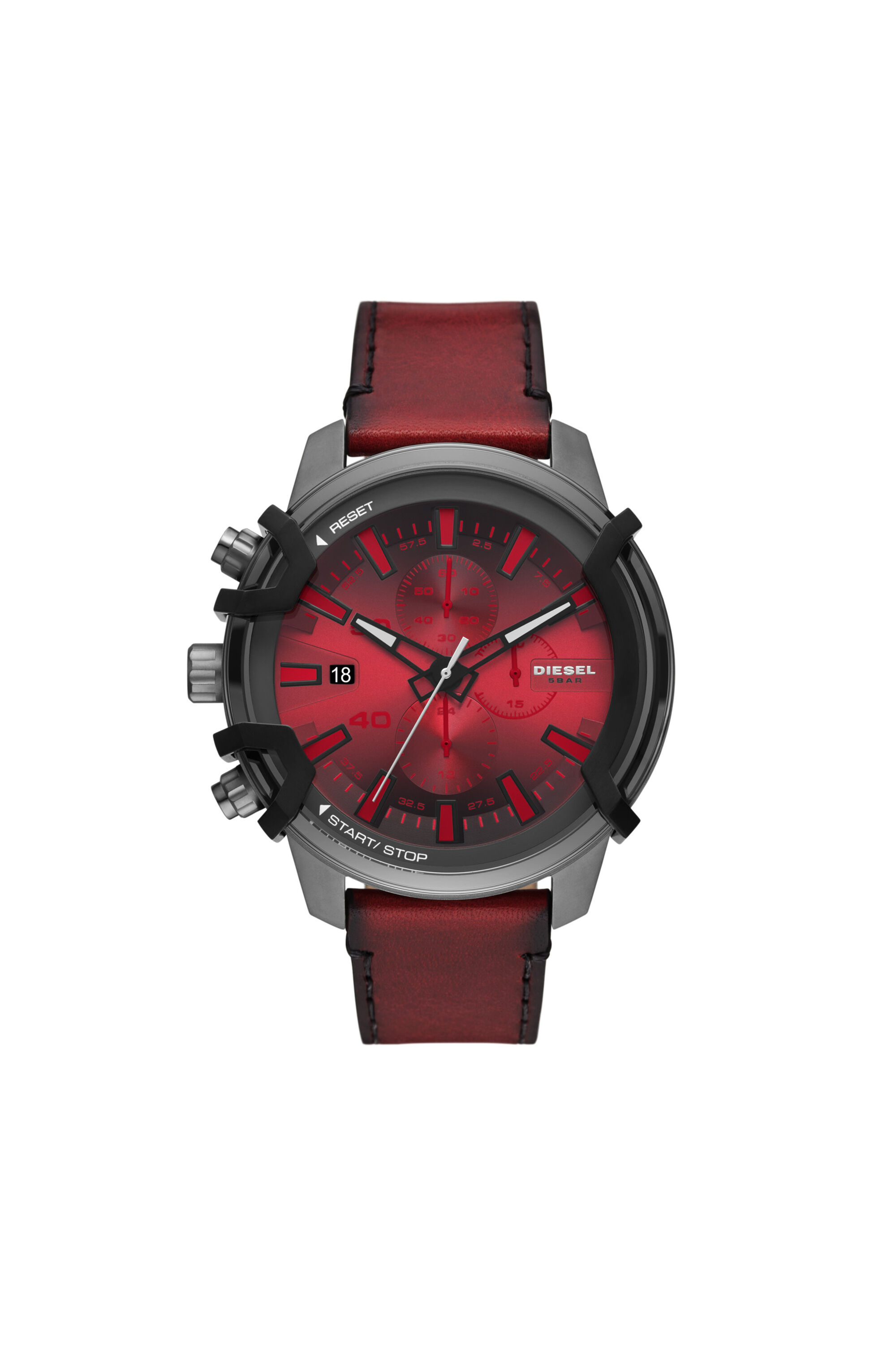 DZ4594 Man: Griffed chronograph red Leather watch | Diesel