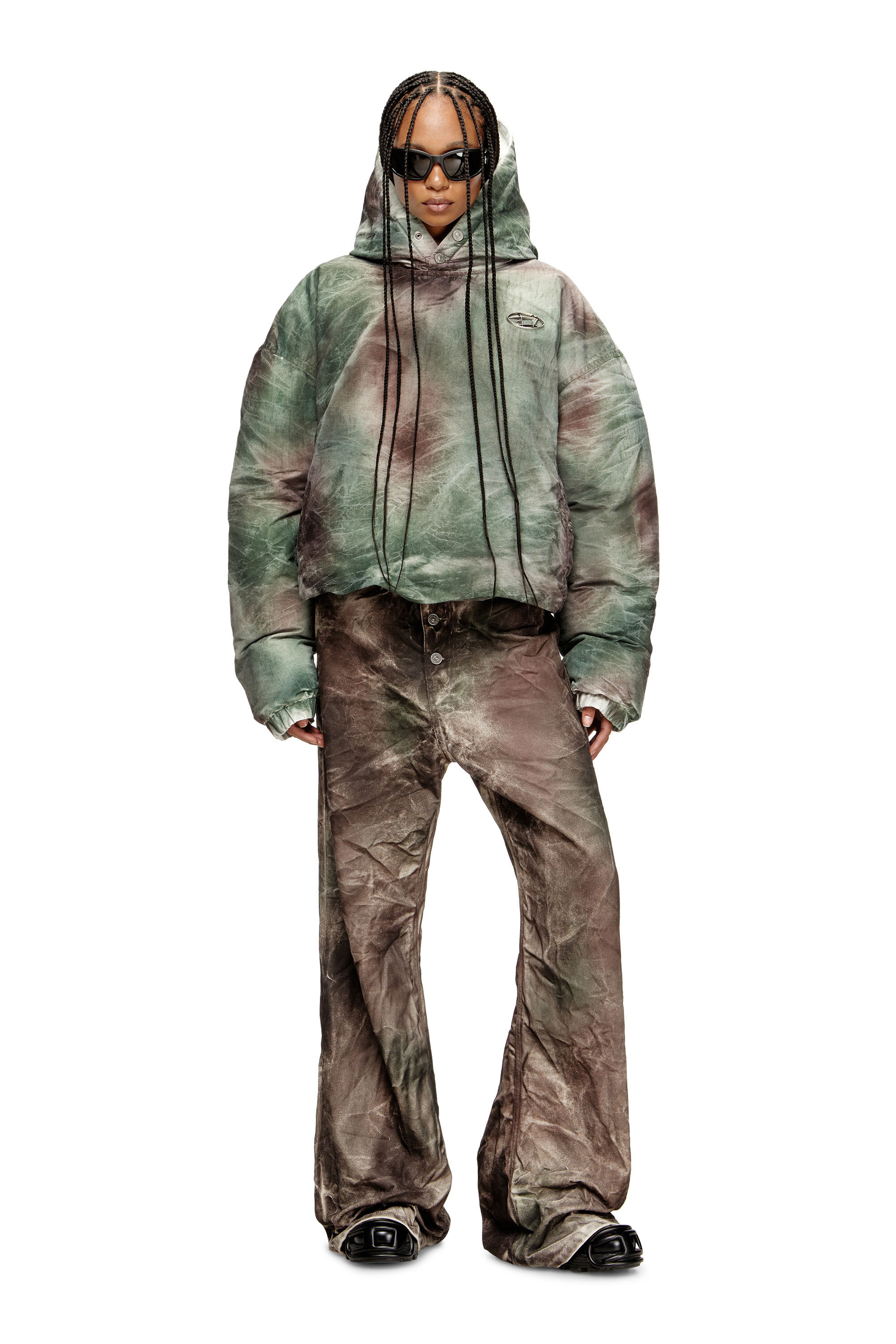 Diesel - W-THUG-JKT-PUFFY, Unisex Gesteppte Kapuzenjacke aus Tarn-Nylon in Braun/Grün - 7
