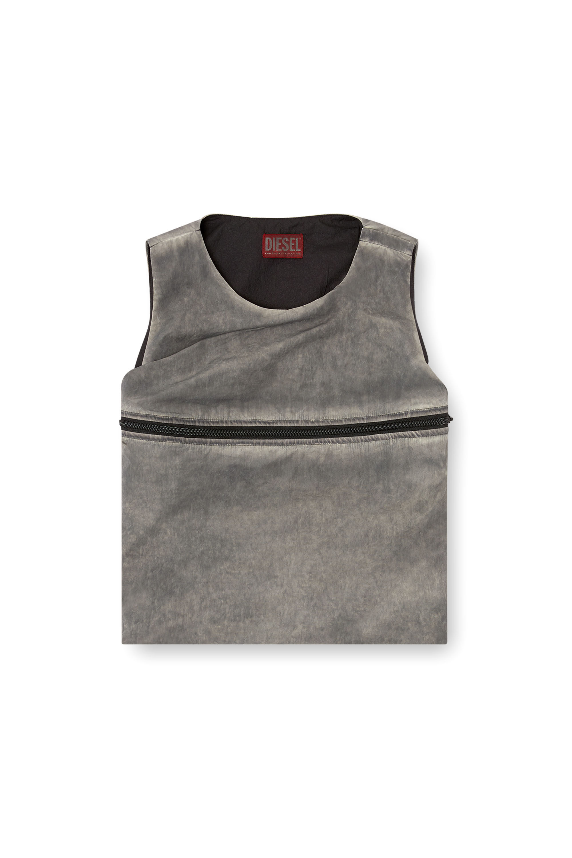 Diesel - T-ORIGIN, Damen Bubble-Top mit Utility-Tasche in Grau - 2