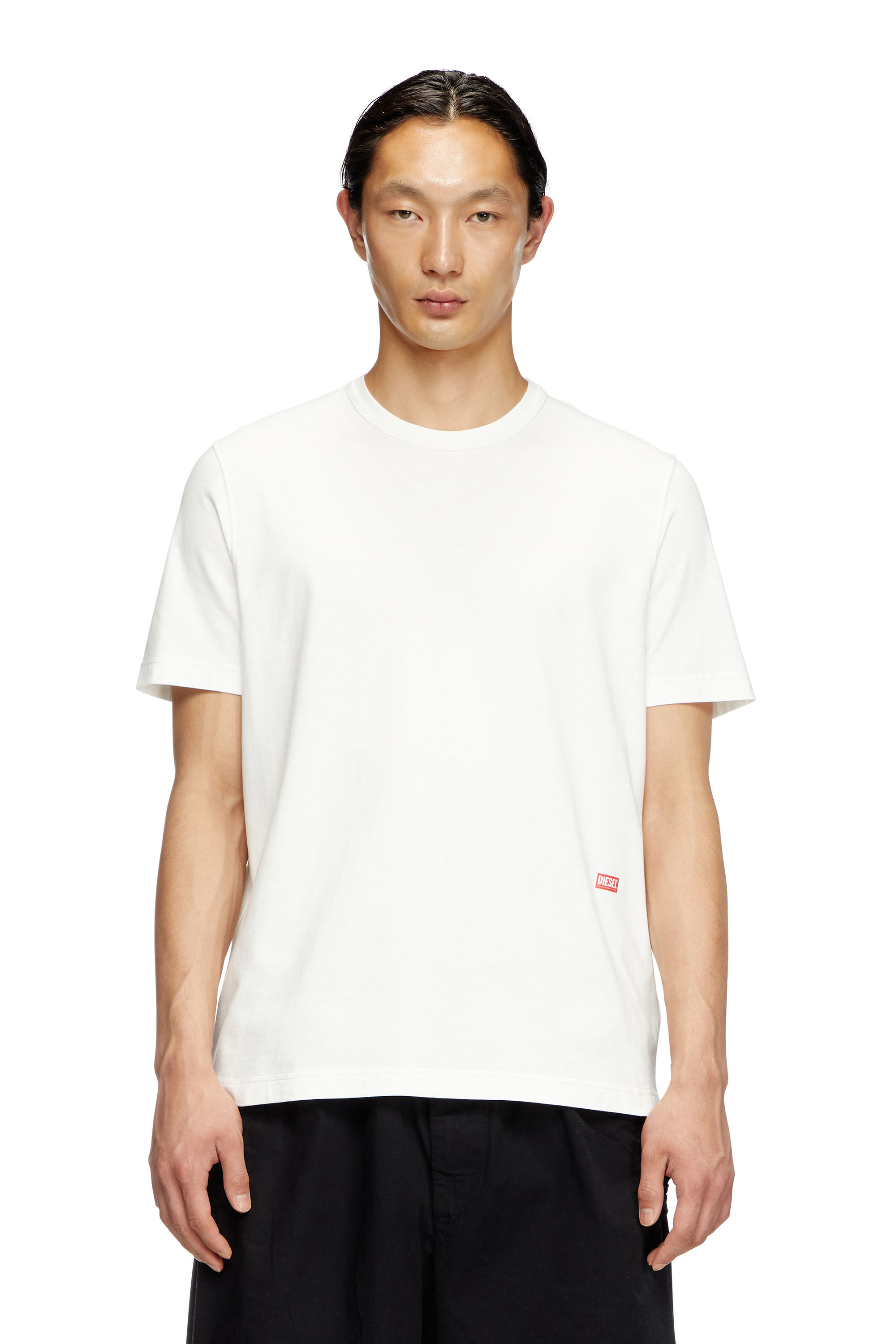 Diesel - T-ADJUST-SLITS-R13, Herren T-Shirt mit Runway-Set-Print in Weiß - 3