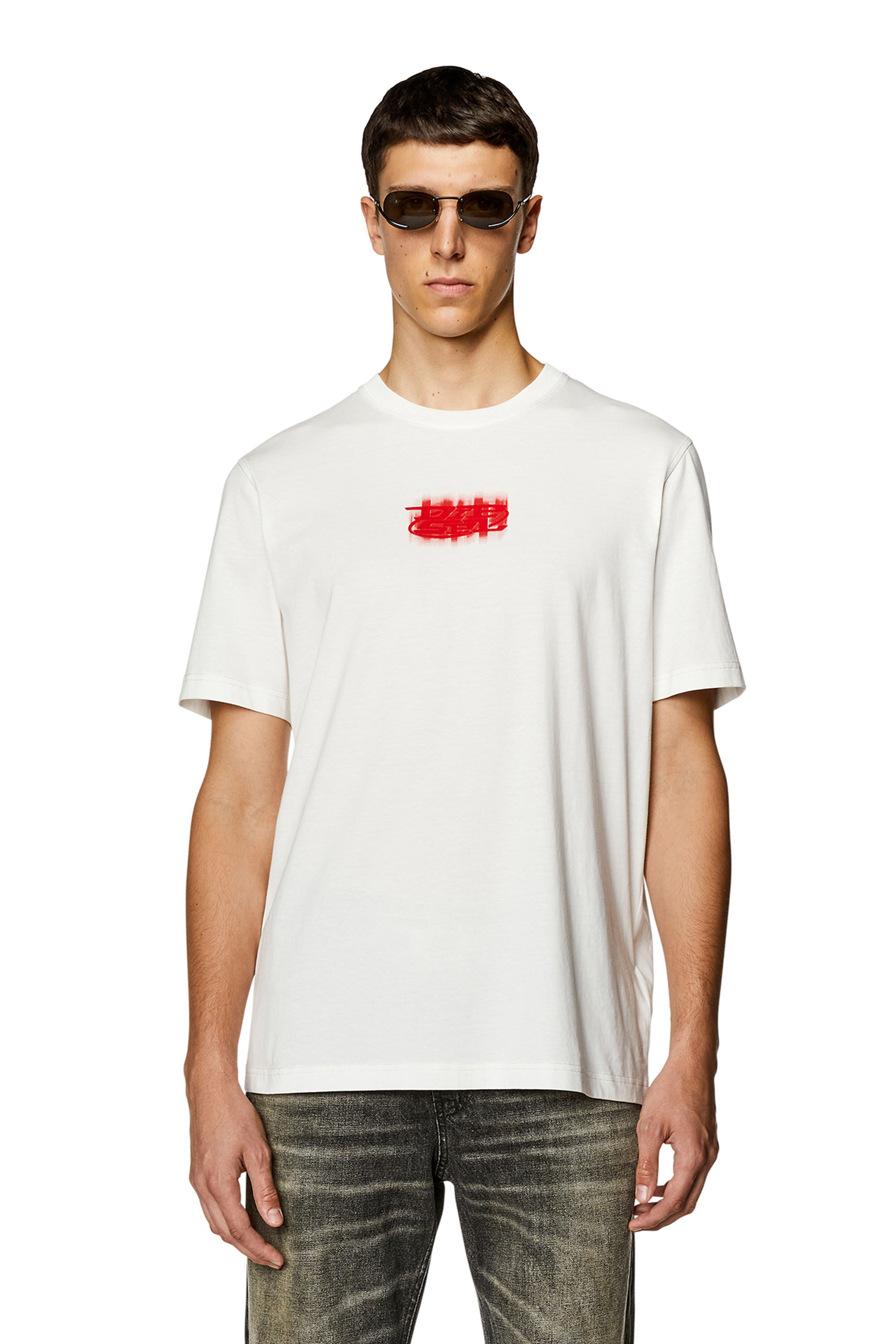 Diesel - T-JUST-N4, Man Logo-flocked T-shirt in organic cotton in White - Image 3