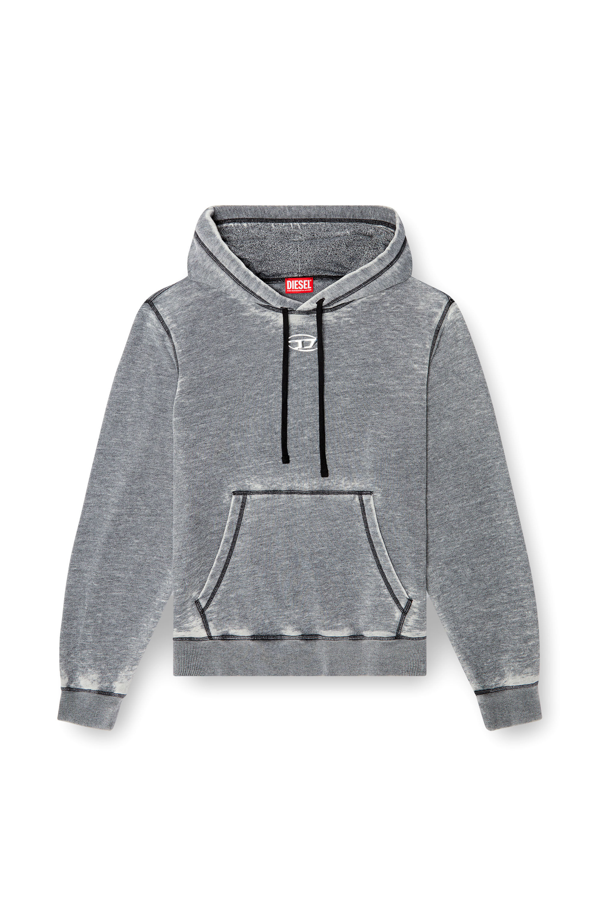Diesel - S-GINN-HOOD-PAK, Herren Burnout-Hoodie mit Logo aus Metall in Grau - 2