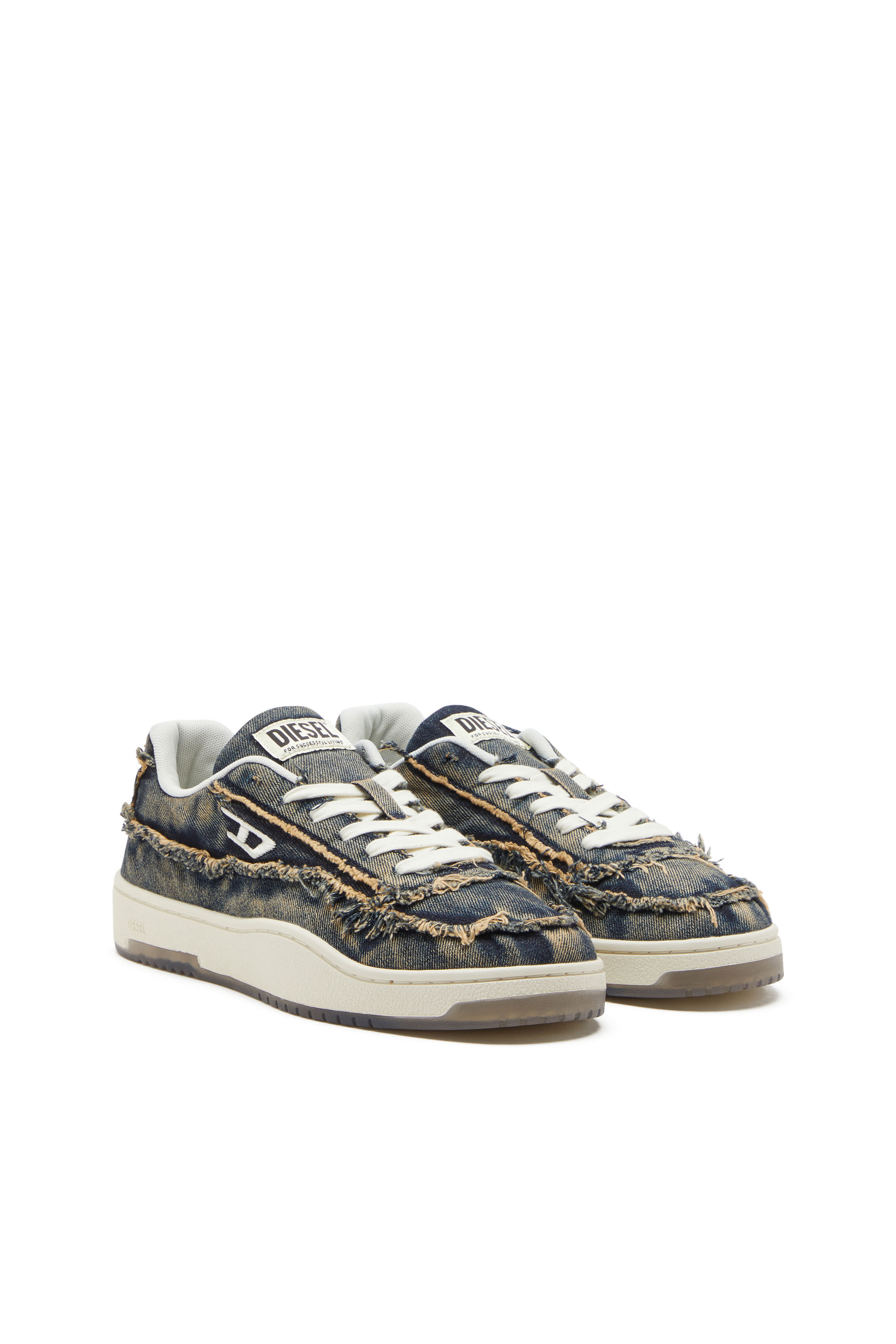 Diesel - S-TRACKER-D LOW, Herren S-Tracker-D-Ausgefranste Sneakers aus Denim mit transparenter Sohle in Blau - 2
