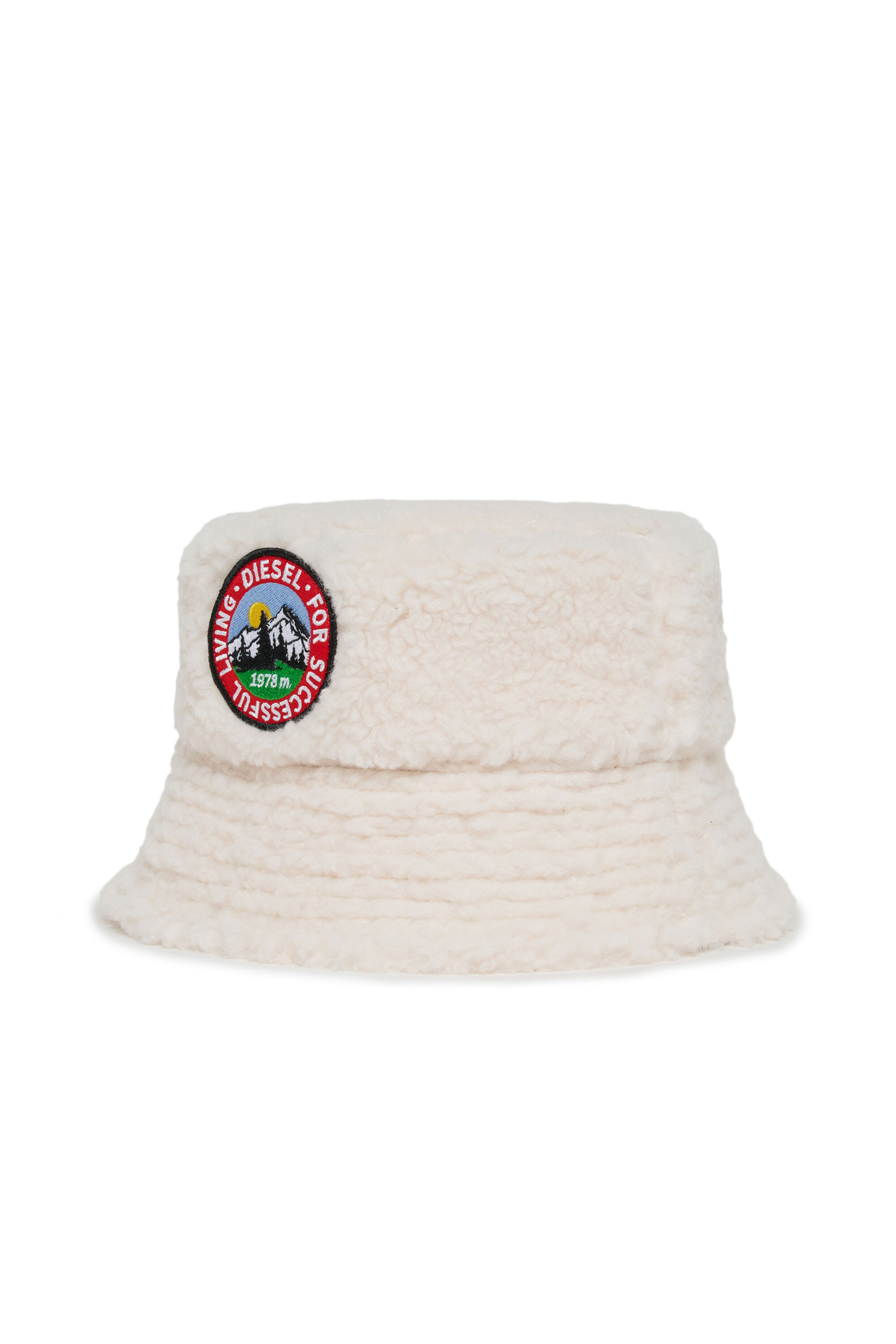 Diesel - FBONT, Unisex Bucket Hat aus weichem Pl&uuml;schstoff in Wei&szlig; - 1