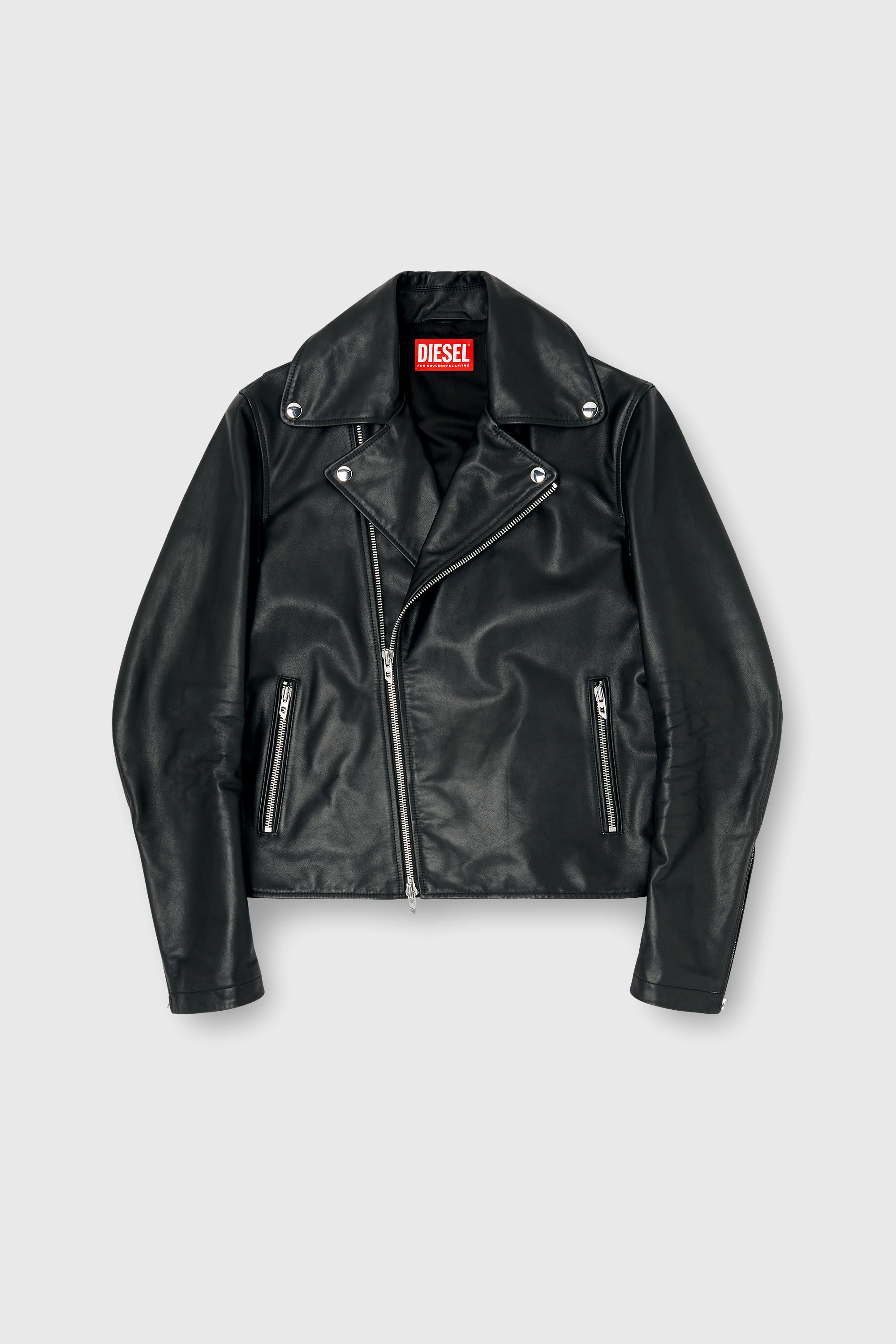 Diesel - L-EO-WRD, Herren Bikerjacke aus gewachstem Leder in Schwarz - 2