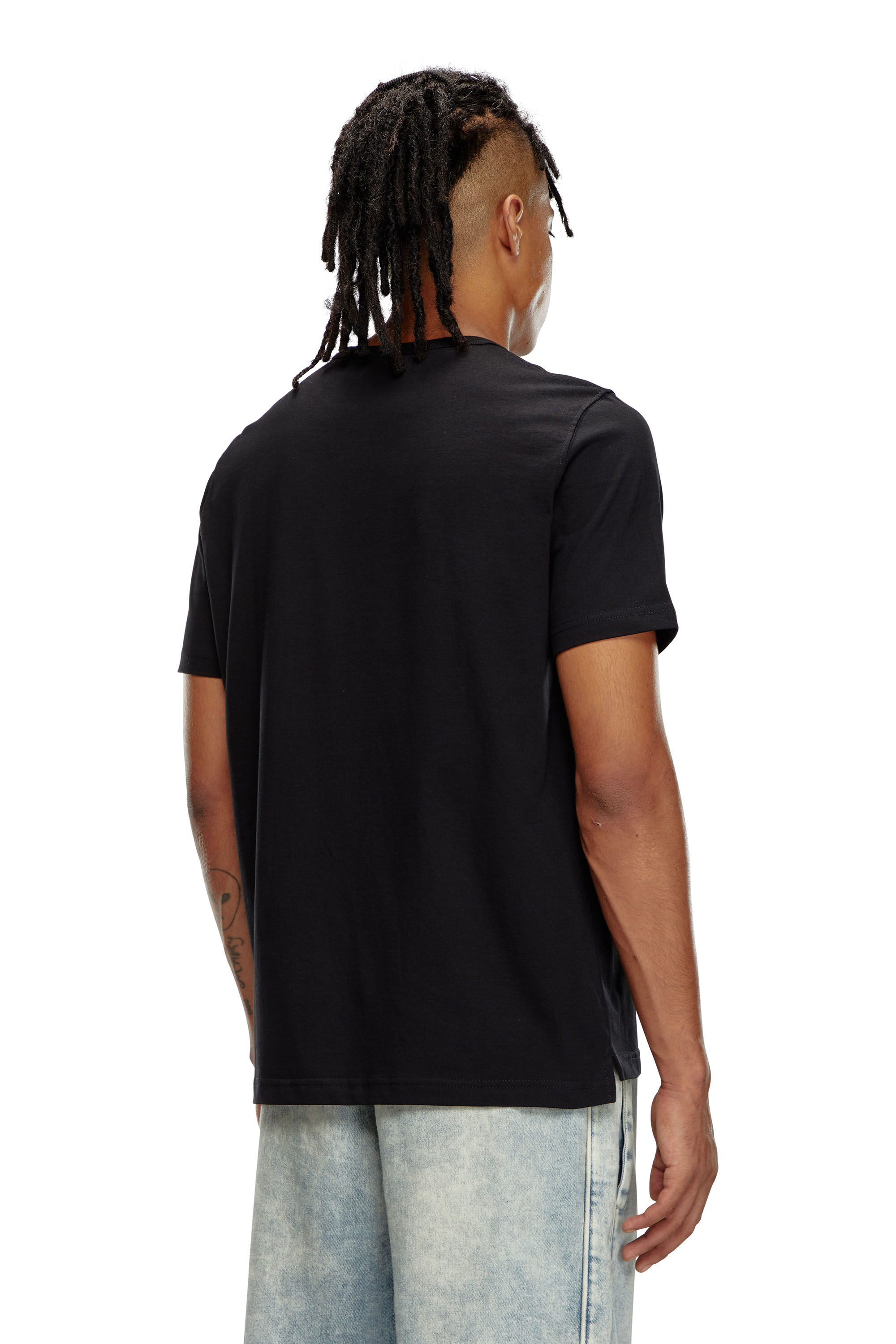 Herren T-Shirt mit metallischem Oval D | Schwarz | Diesel