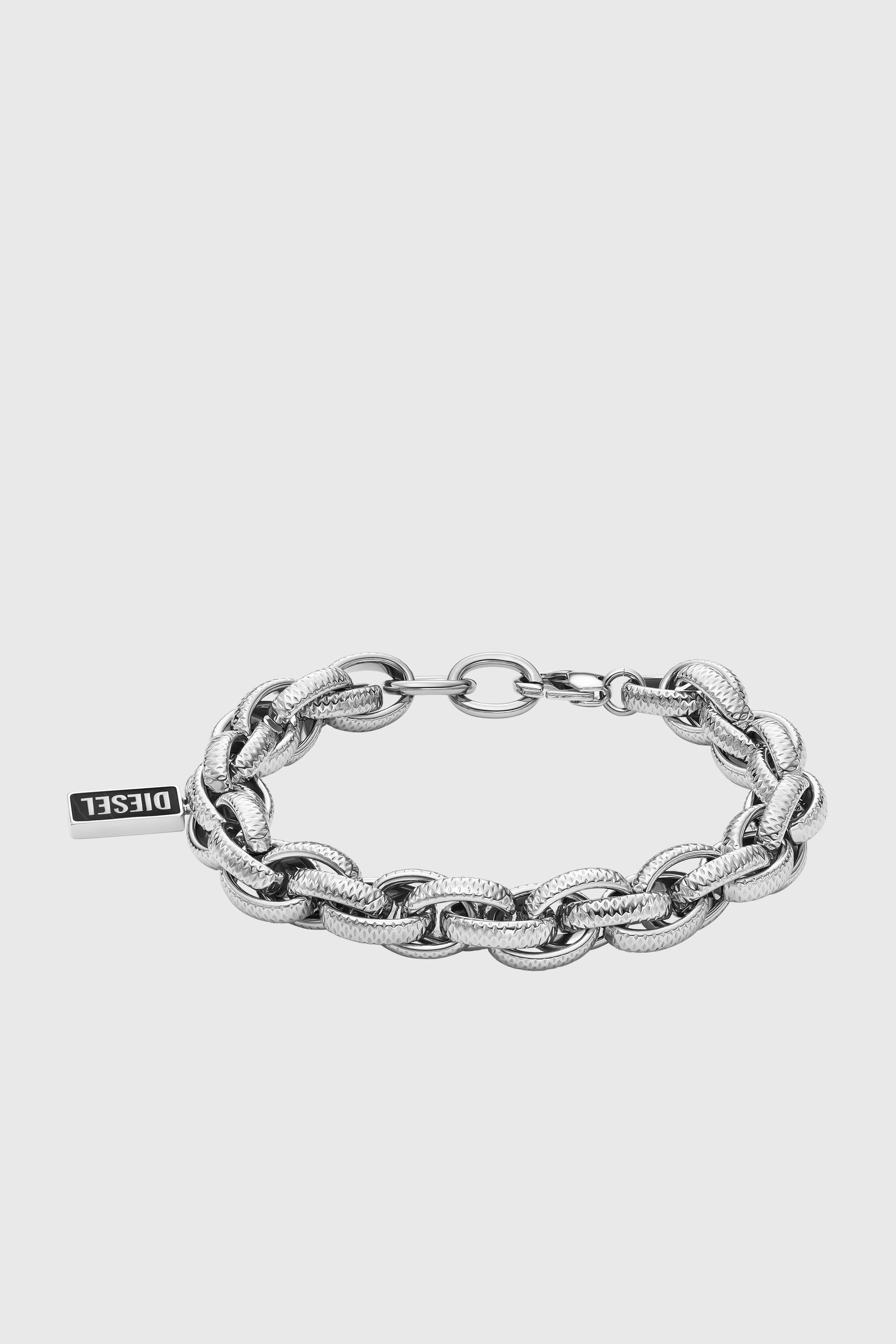 Diesel - DX1514, Unisex Gliederarmband mit schwarzem Achat in Silber - 1