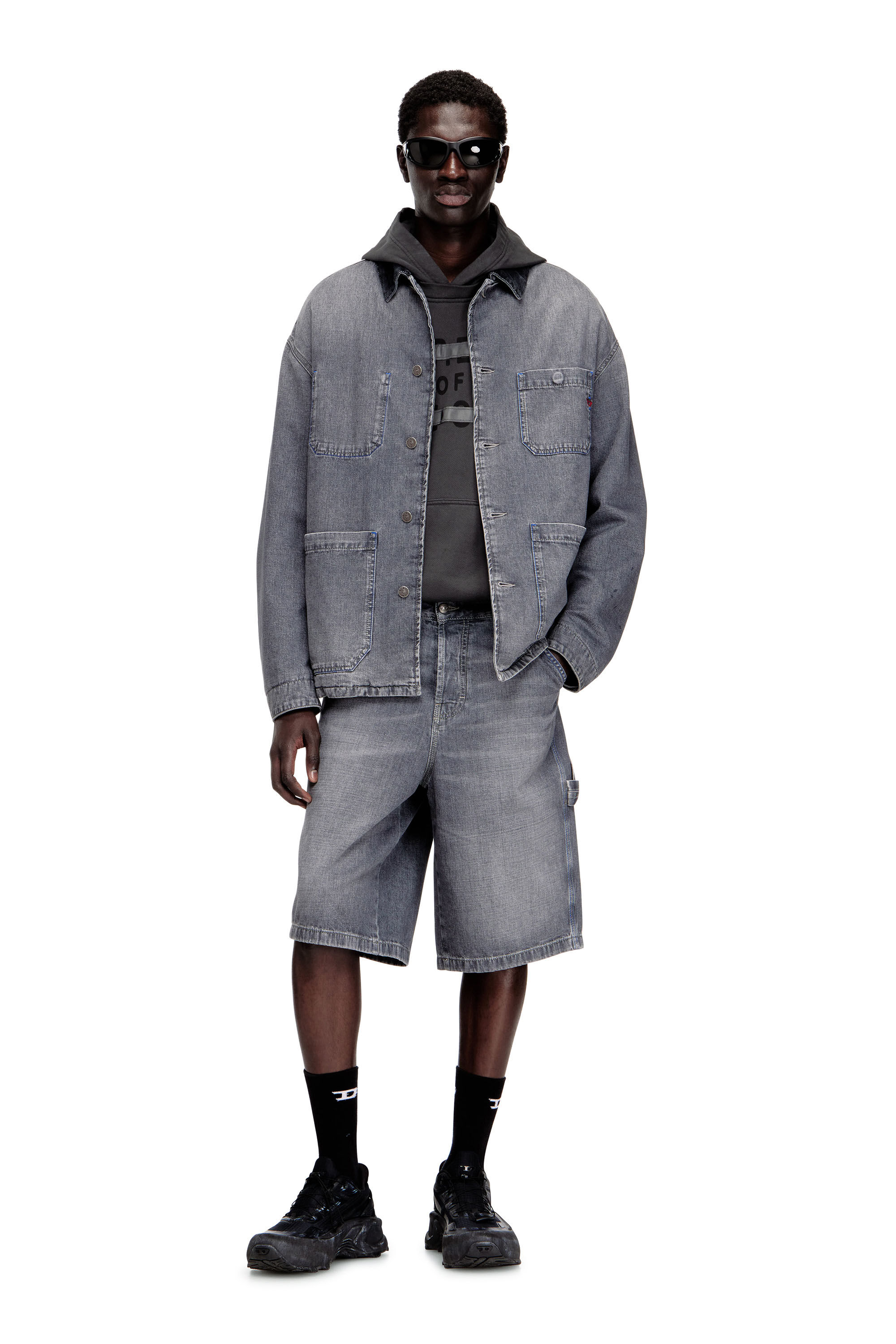 Diesel - D-LIVERY-W-SHORT, Herren Locker geschnittene Jeansshorts in Grau - 1