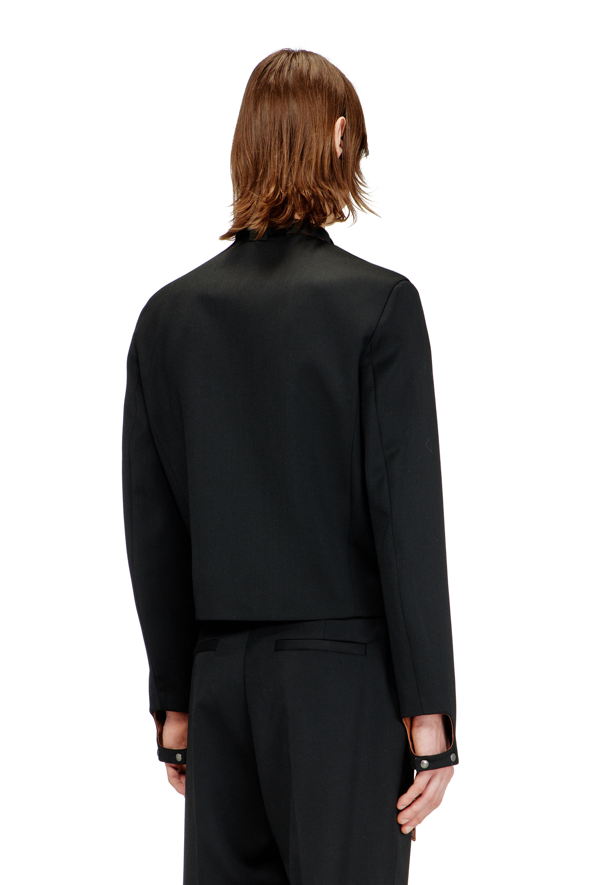 Diesel - J-NURIEL-A, Herren Ma&szlig;geschneiderte Jacke mit Biker-Halsriemen in Schwarz - 4