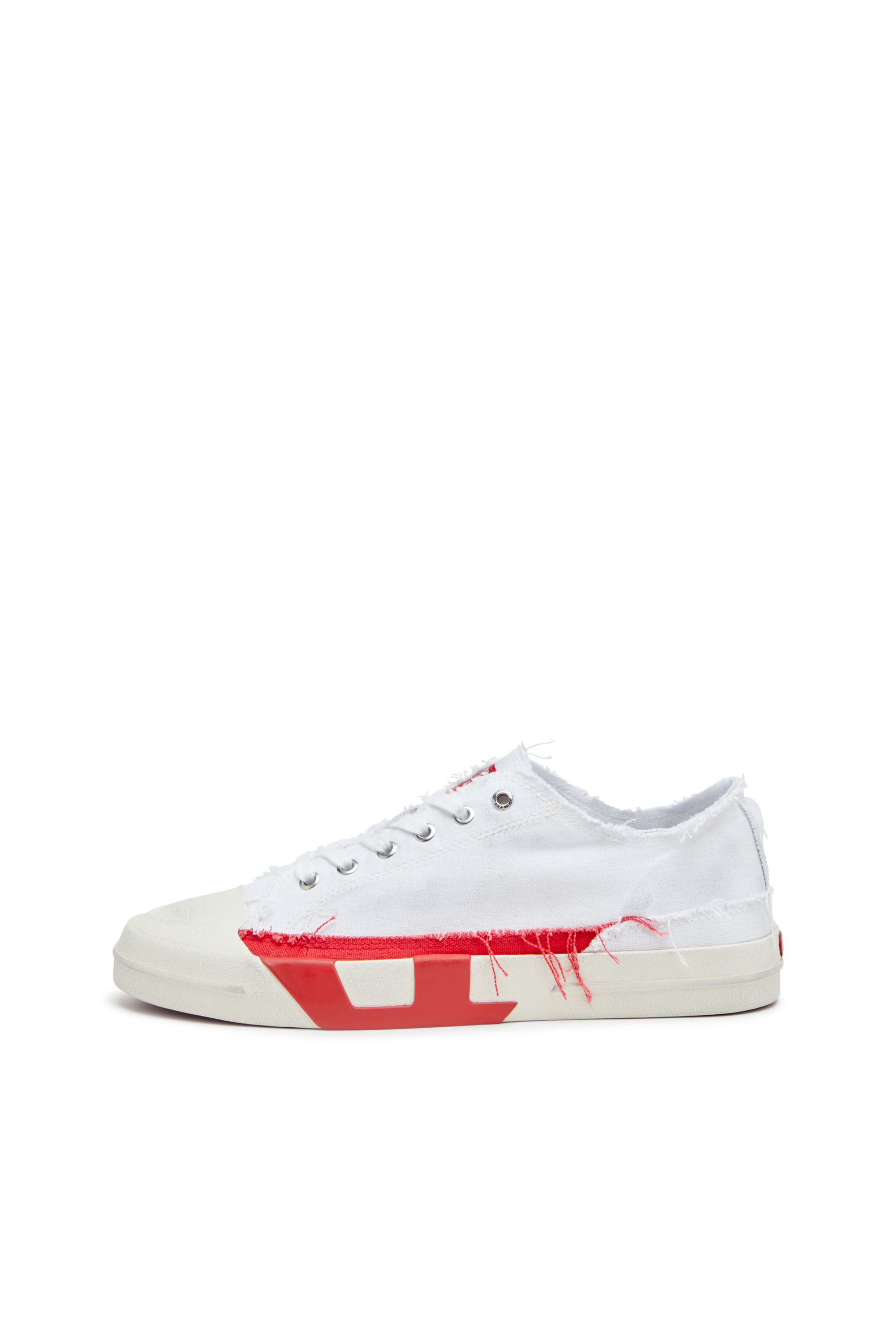 Diesel - S-D-VERSE LOW, Herren S-D-Verse-Canvas-Sneakers mit Schmutz-Effekt in Weiss/Rot - 8