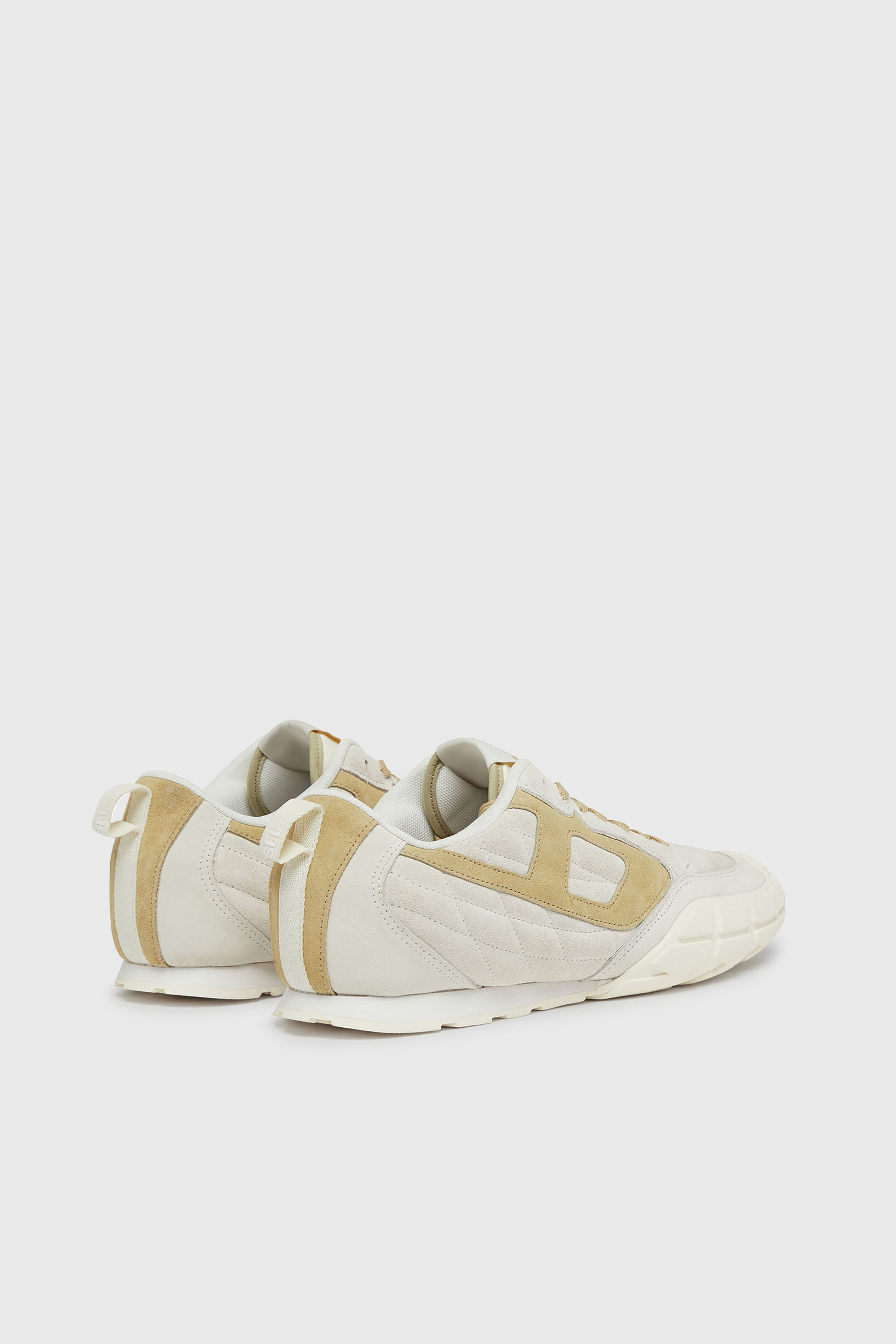 Diesel - S-PAGODHA LOW W, Damen S-Pagodha-Quilted Sneakers aus Veloursleder in Wei&szlig;/Braun - 3