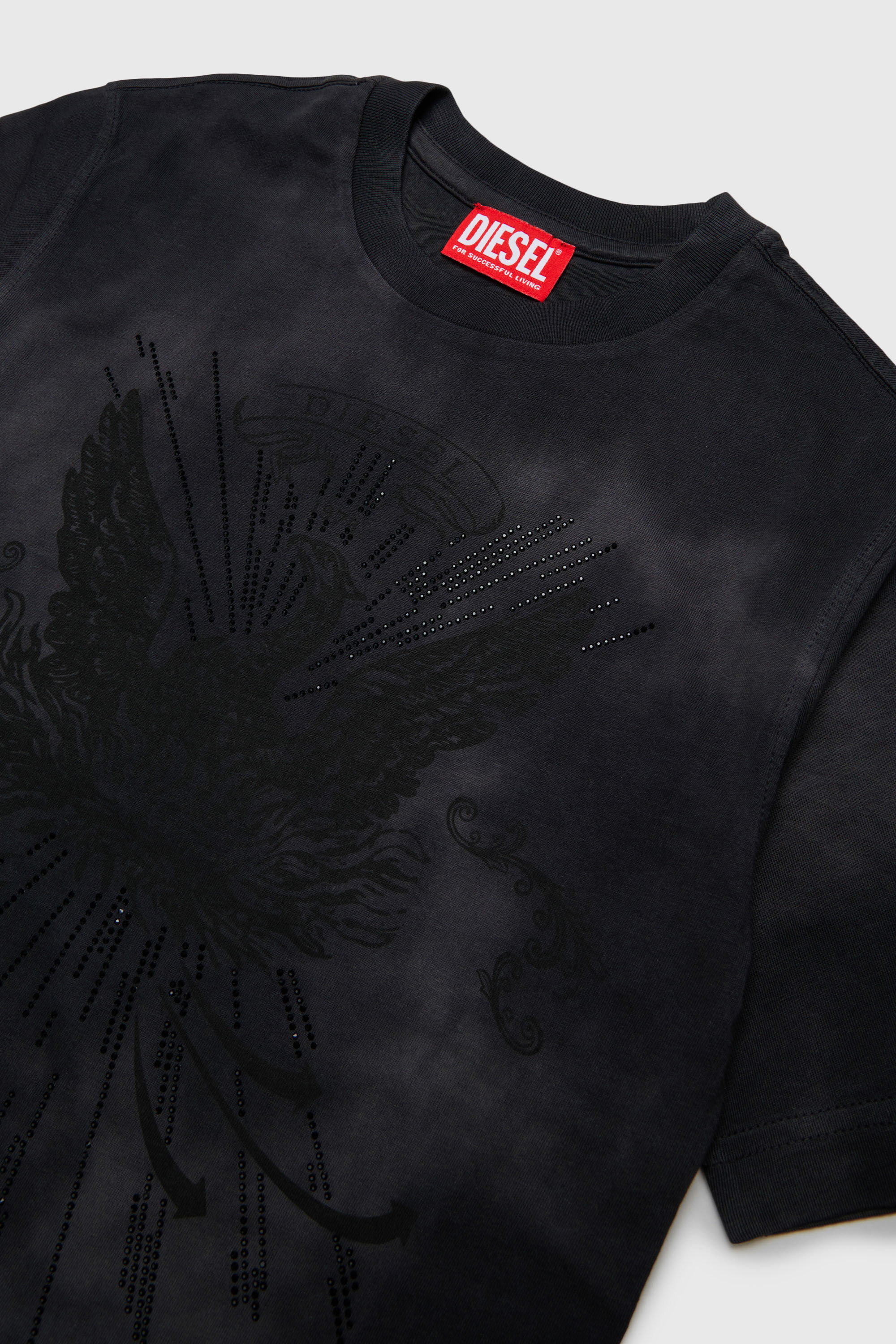 Diesel - TFIN OVER, Herren T-Shirt mit verziertem Ph&ouml;nix-Motiv in Schwarz - 3