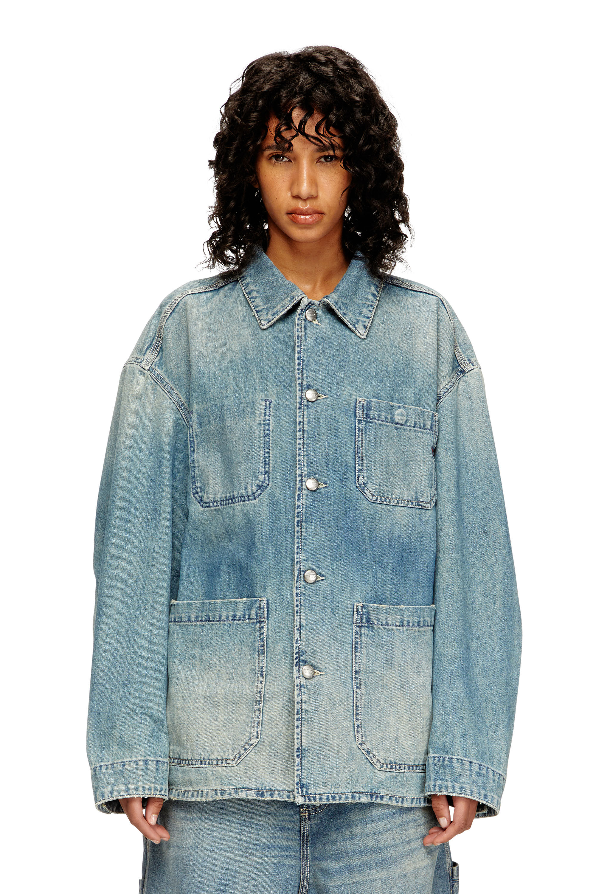Diesel - D-STACK-U, Unisex Utility-Jacke aus Denim in Mittelblau - 6
