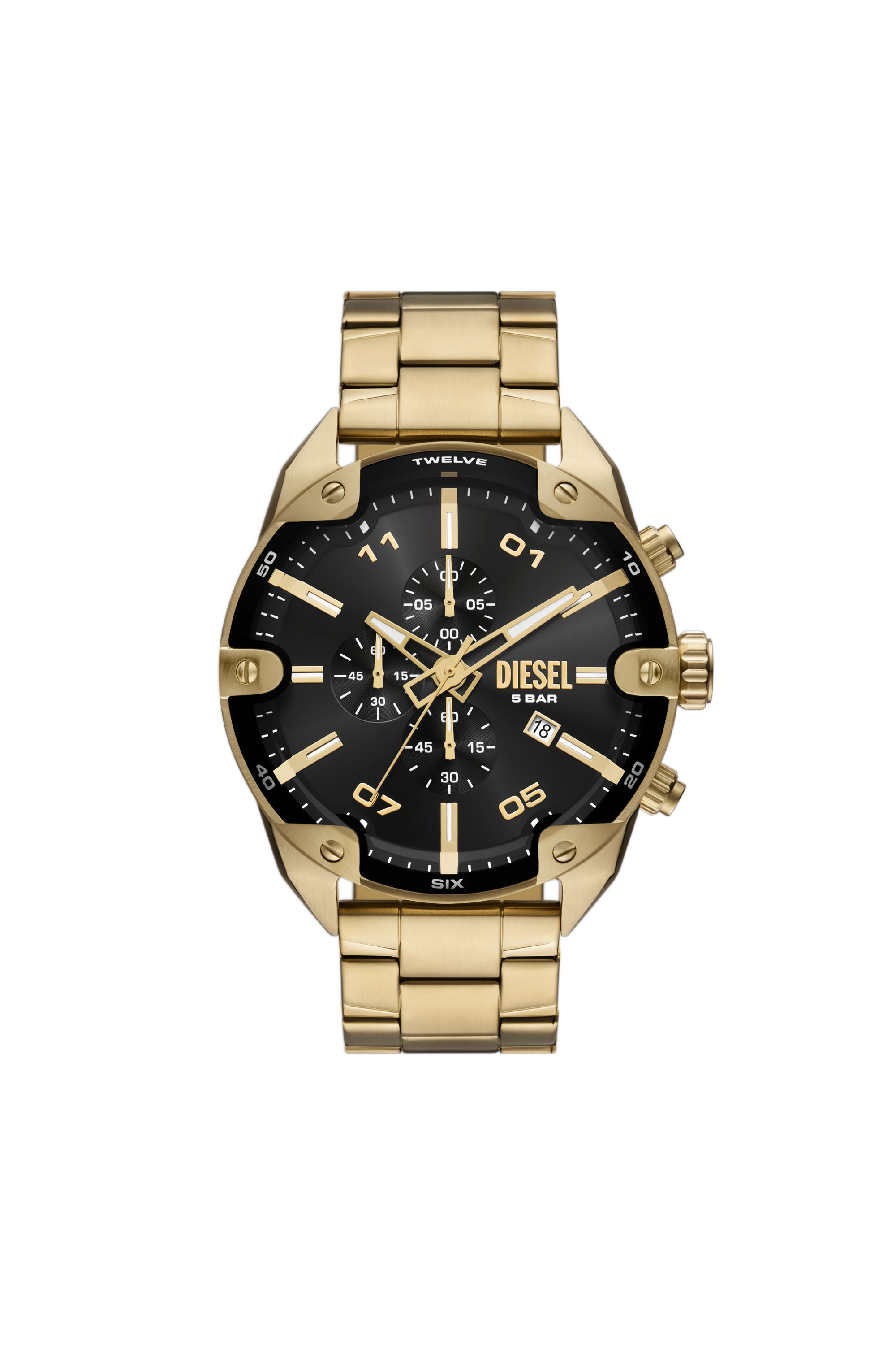 Men's Diesel Spiked Chronograph Gold-Tone Stainless Steel Watch