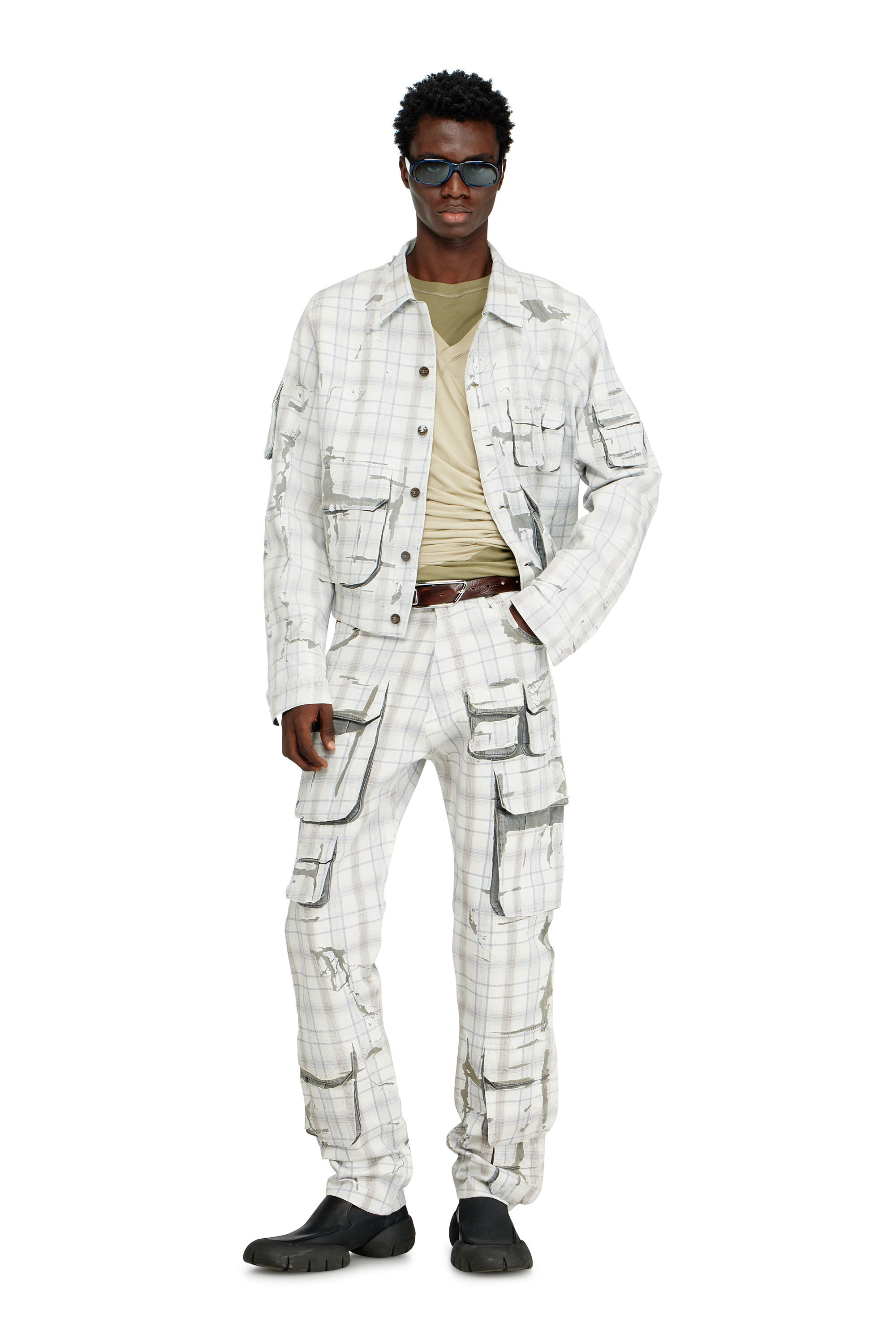 Diesel - D-VALEN-FSI1, Herren Jeansjacke mit Abzieheffekt in Grau - 1