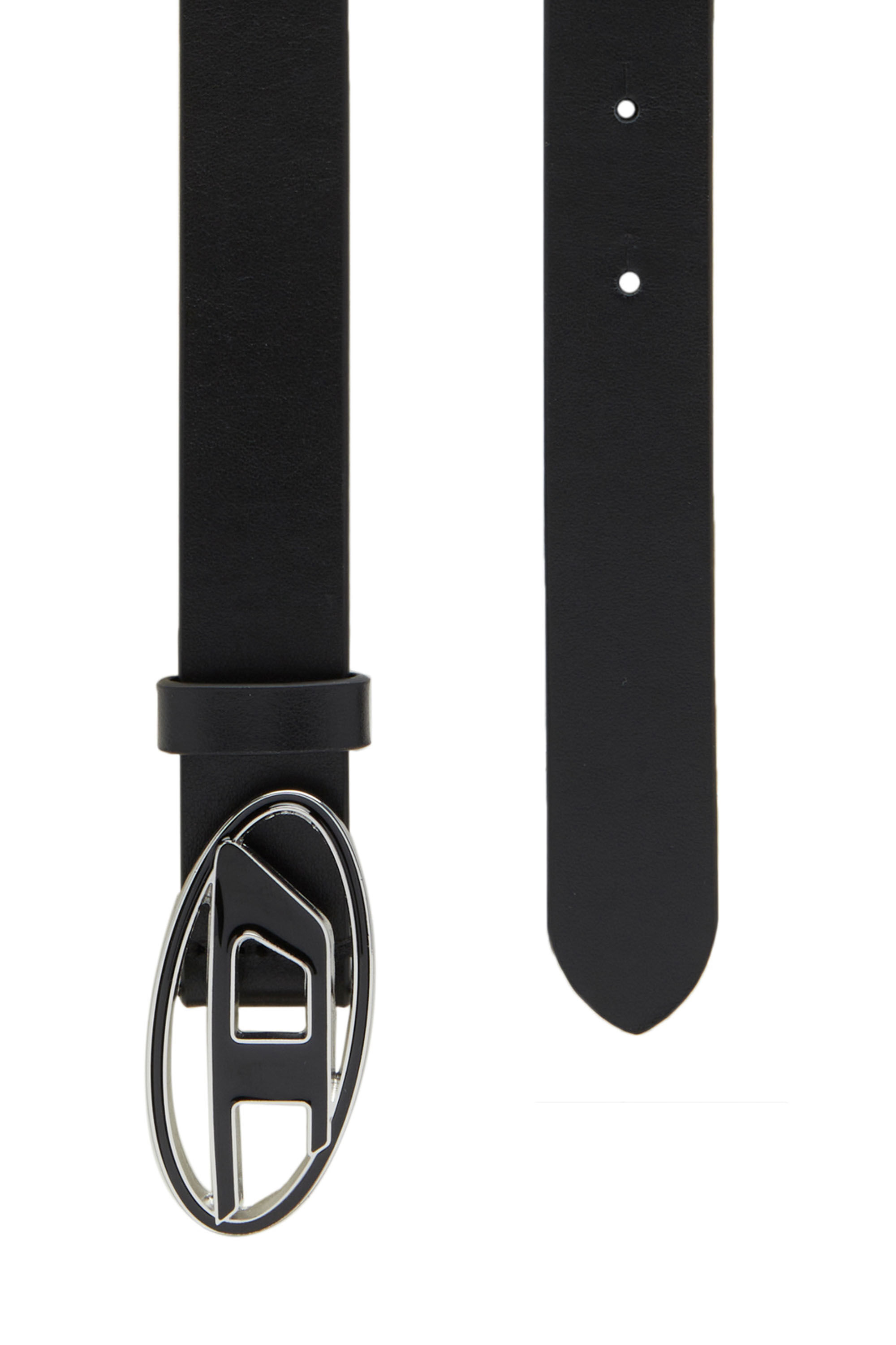 Women's 2.4cm leather belt with enamelled Oval D buckle | Black