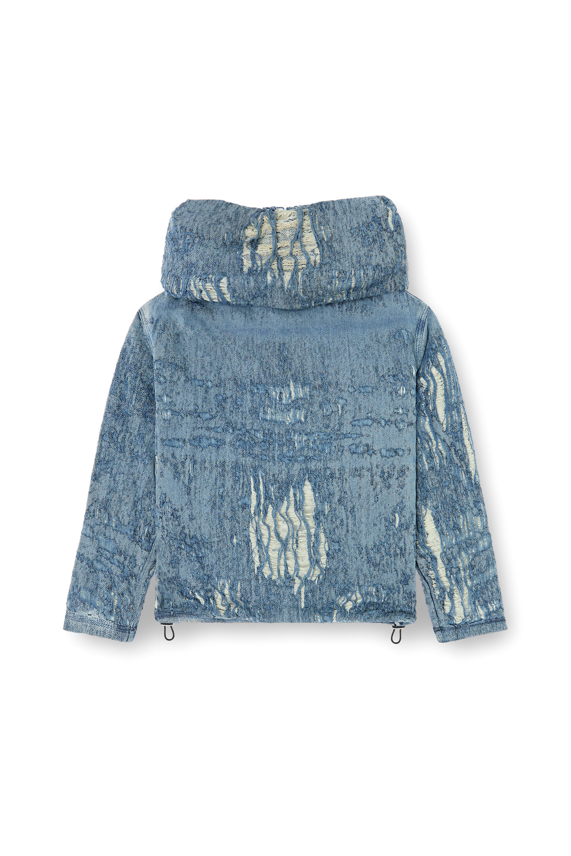 Diesel - D-UMBRIX-FSG, Herren Pullover aus ultra-zerstörtem Jacquard-Denim in Mittelblau - 2