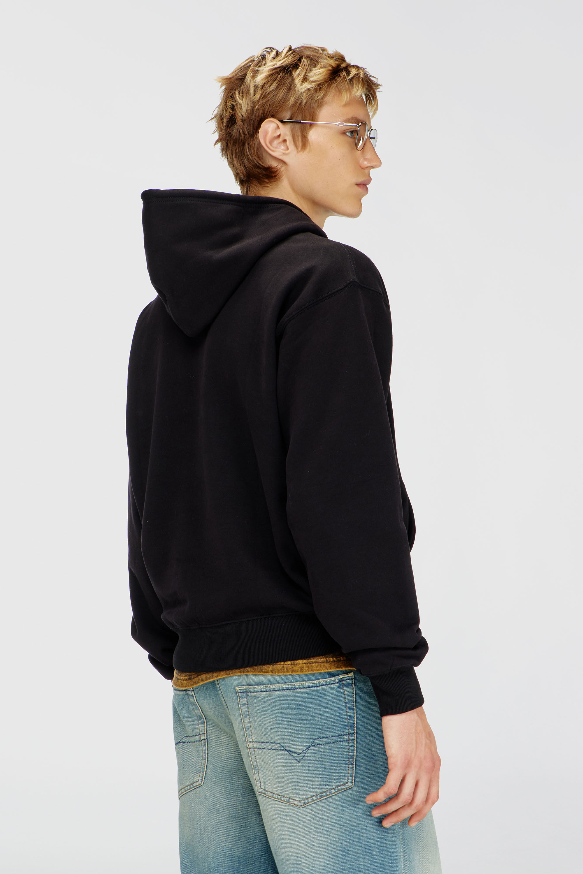 Diesel - S-LUK-H-T92, Herren Hoodie aus Baumwolle mit tonalem Oval D Logo-Stickerei in Schwarz - 4