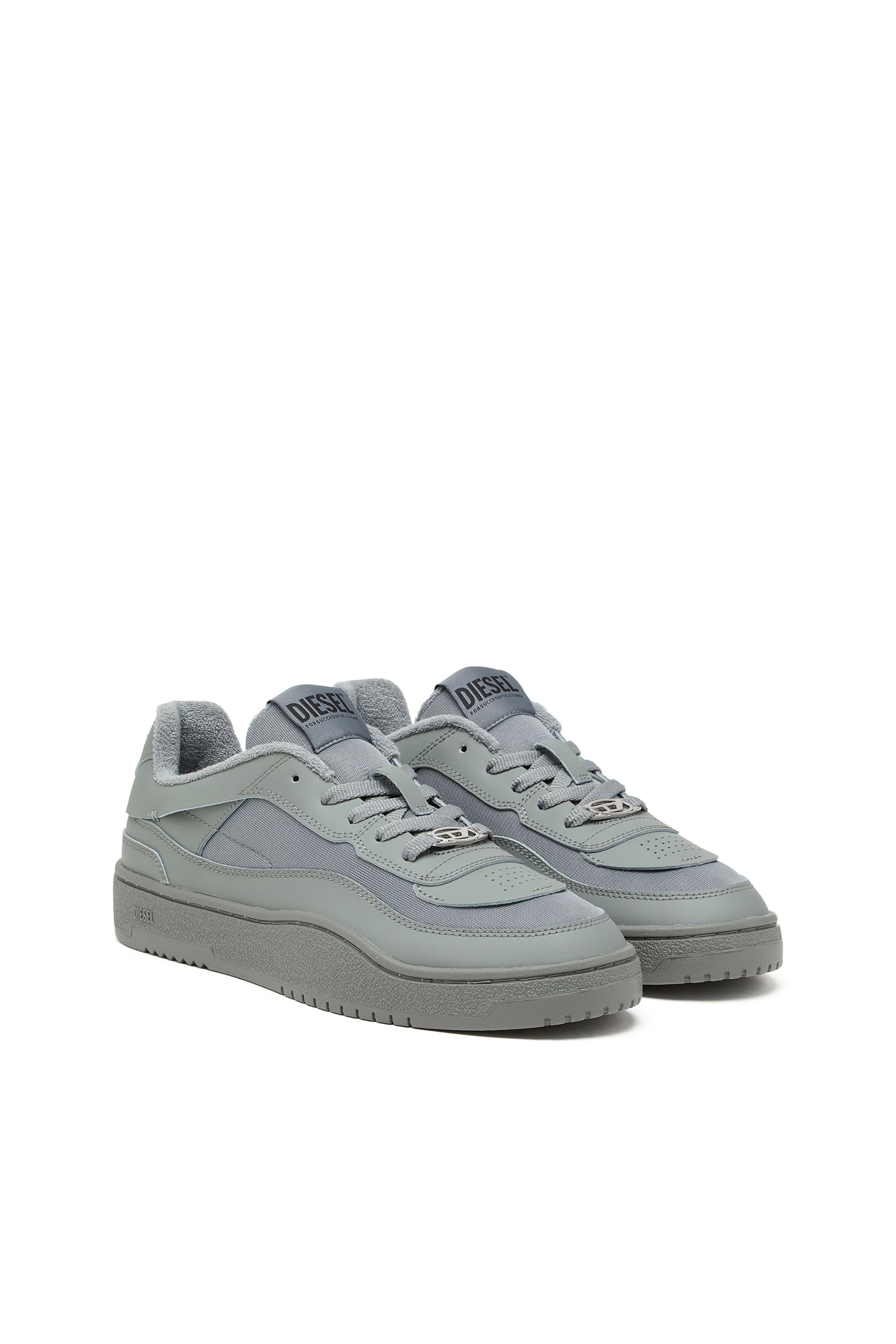 Diesel - S-OVAL SKATE LOW, Herren S-Oval Skate-Sneakers aus Leder mit Einsatz aus Stoff in Grau - 2