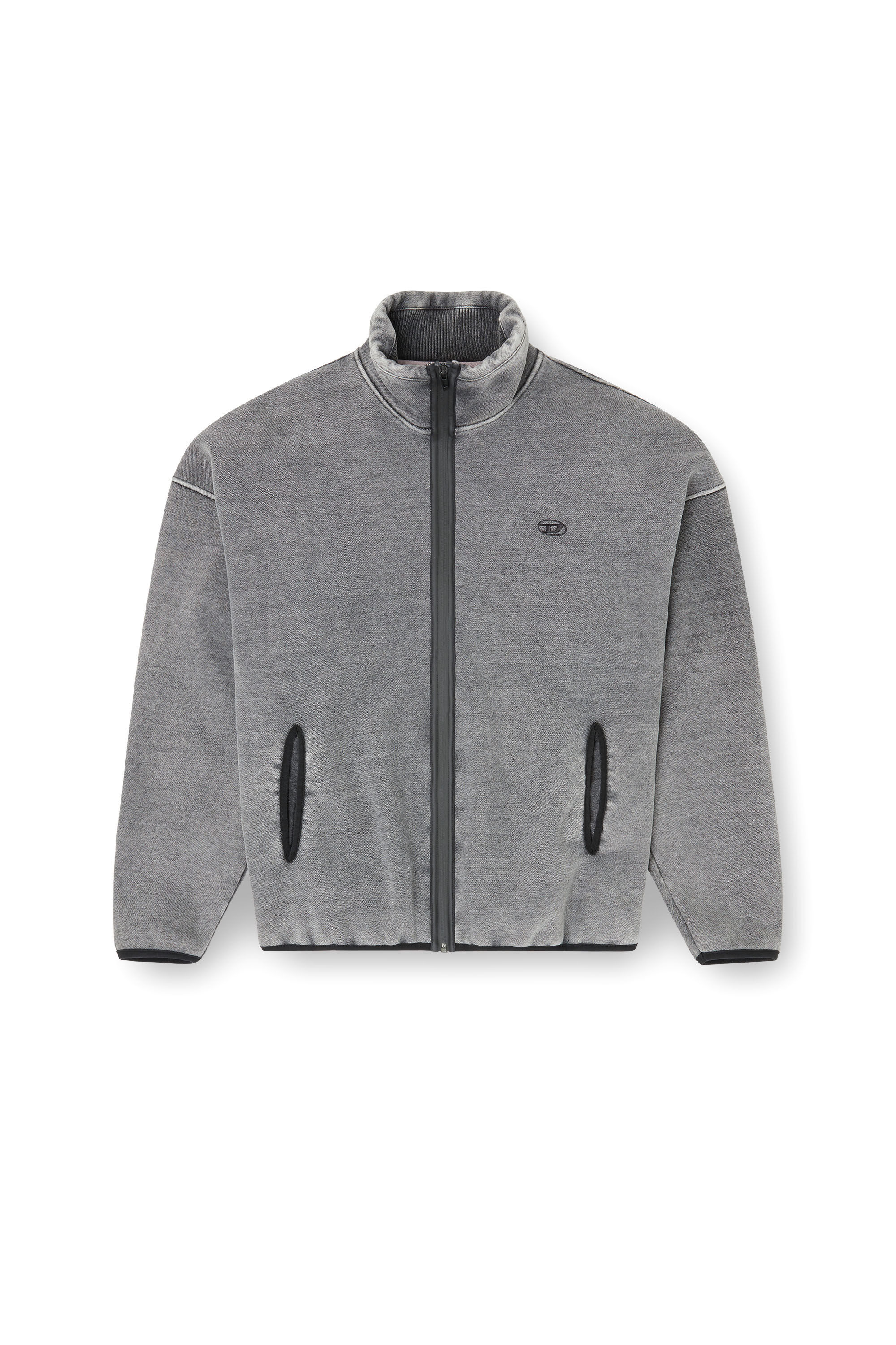 Diesel - S-BATY-NEW, Herren Sweatshirt mit Reißverschluss und Innenfutter in Grau - 2