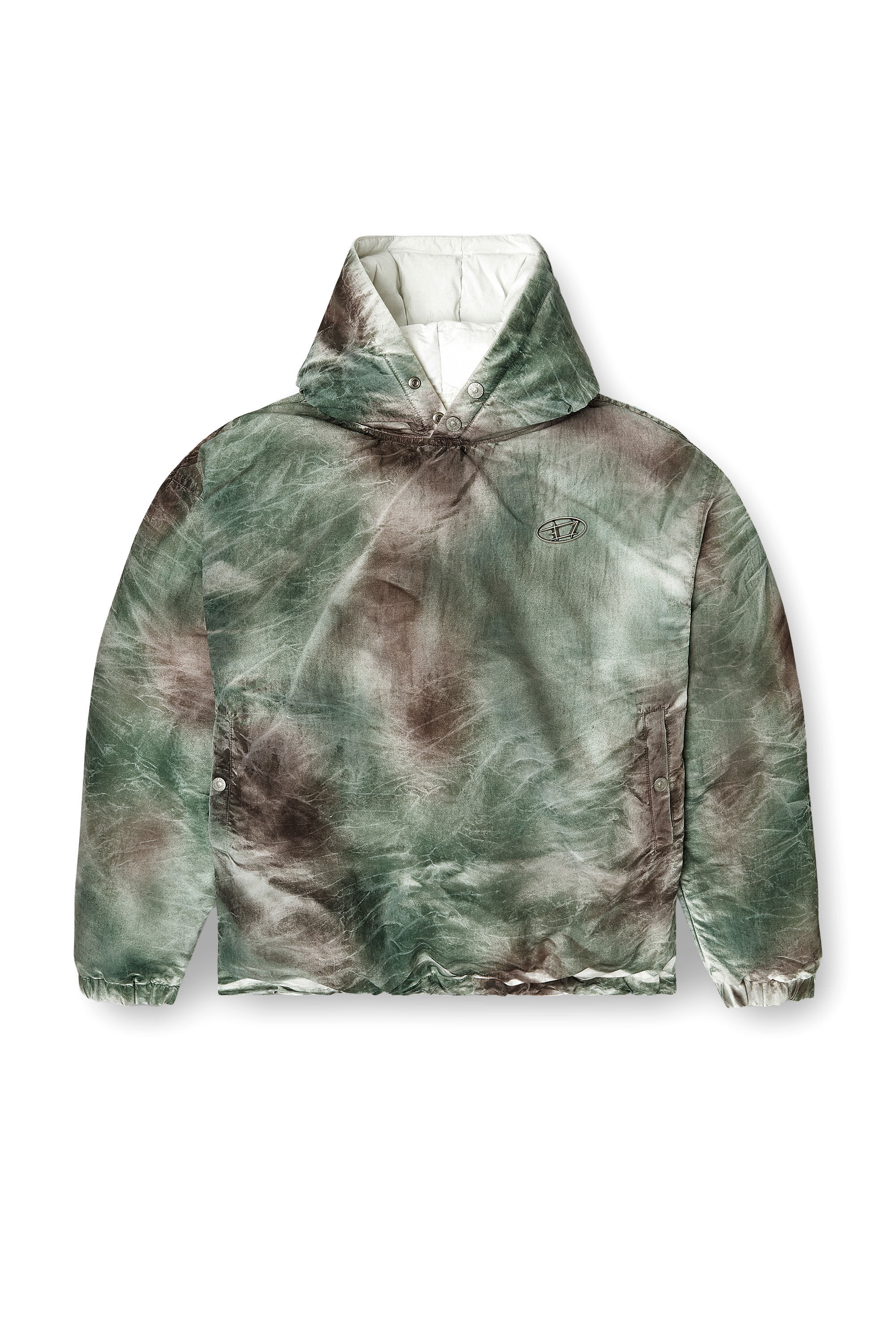 Diesel - W-THUG-JKT-PUFFY, Unisex Gesteppte Kapuzenjacke aus Tarn-Nylon in Braun/Grün - 2