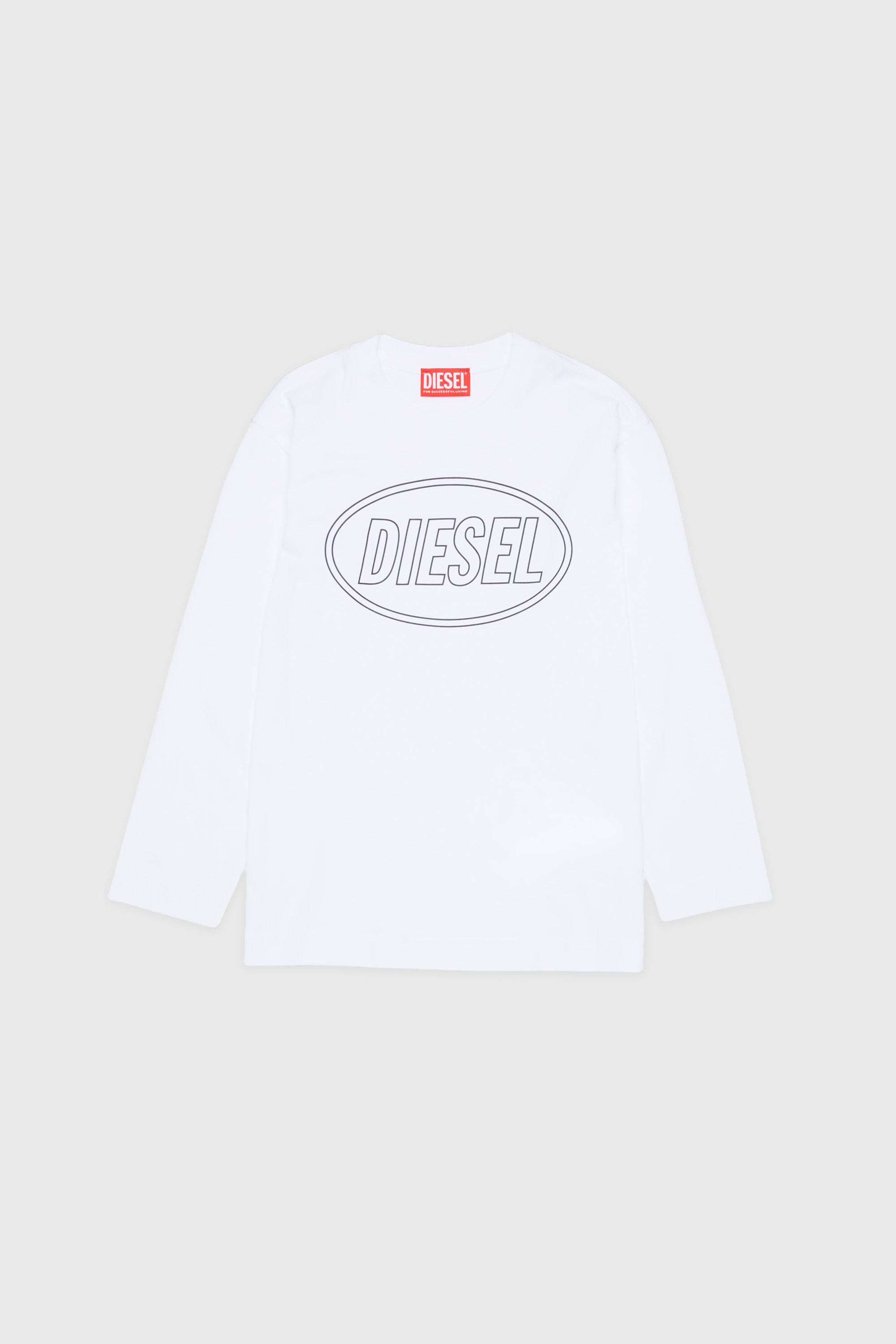 Diesel - TCIRCLELS OVER, Herren Langarm-T-Shirt mit Oval D Logo in Wei&szlig; - 1