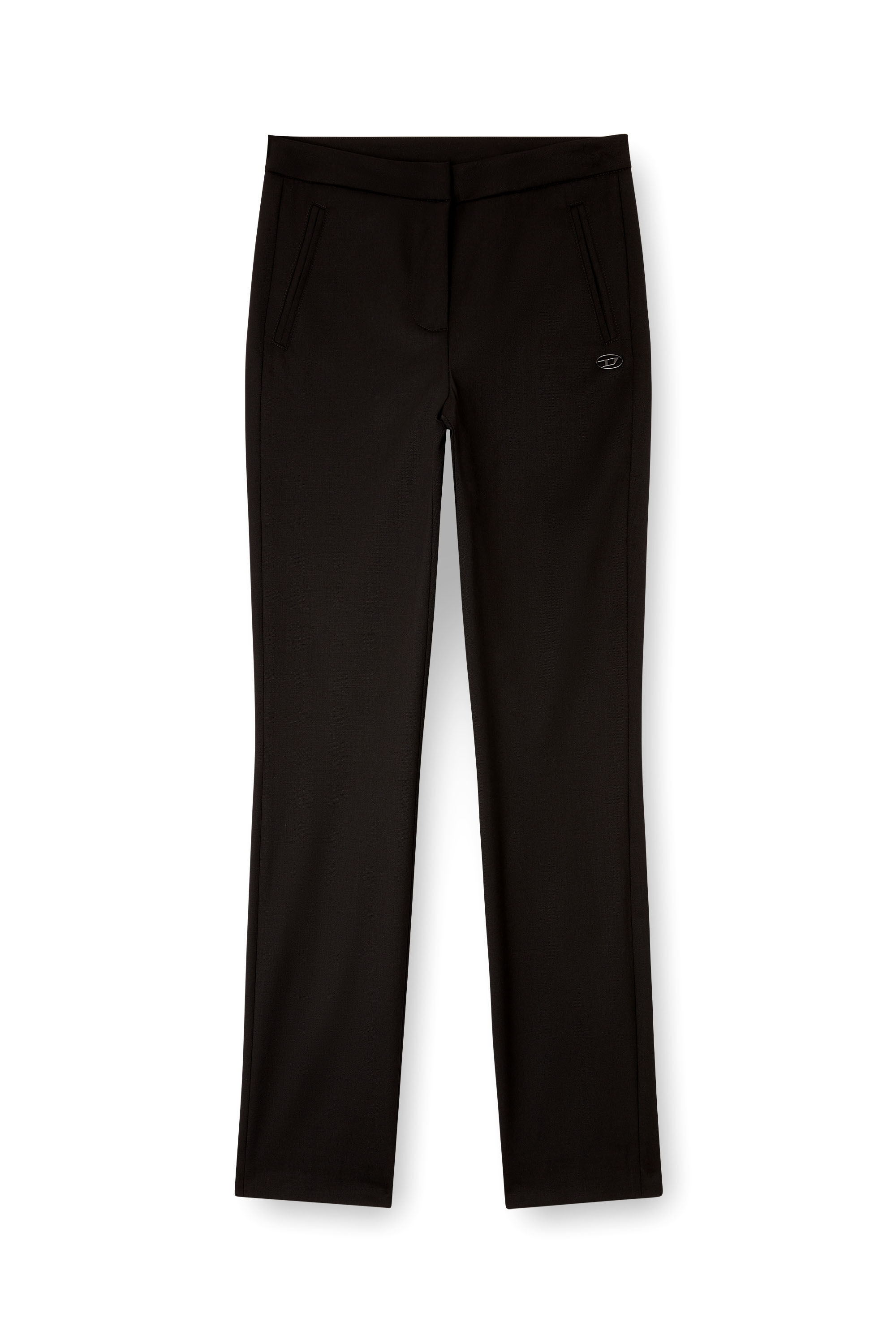 Diesel - P-LACER-R2, Damen Hosen aus Wollmischung mit Paspeltaschen in Schwarz - 2