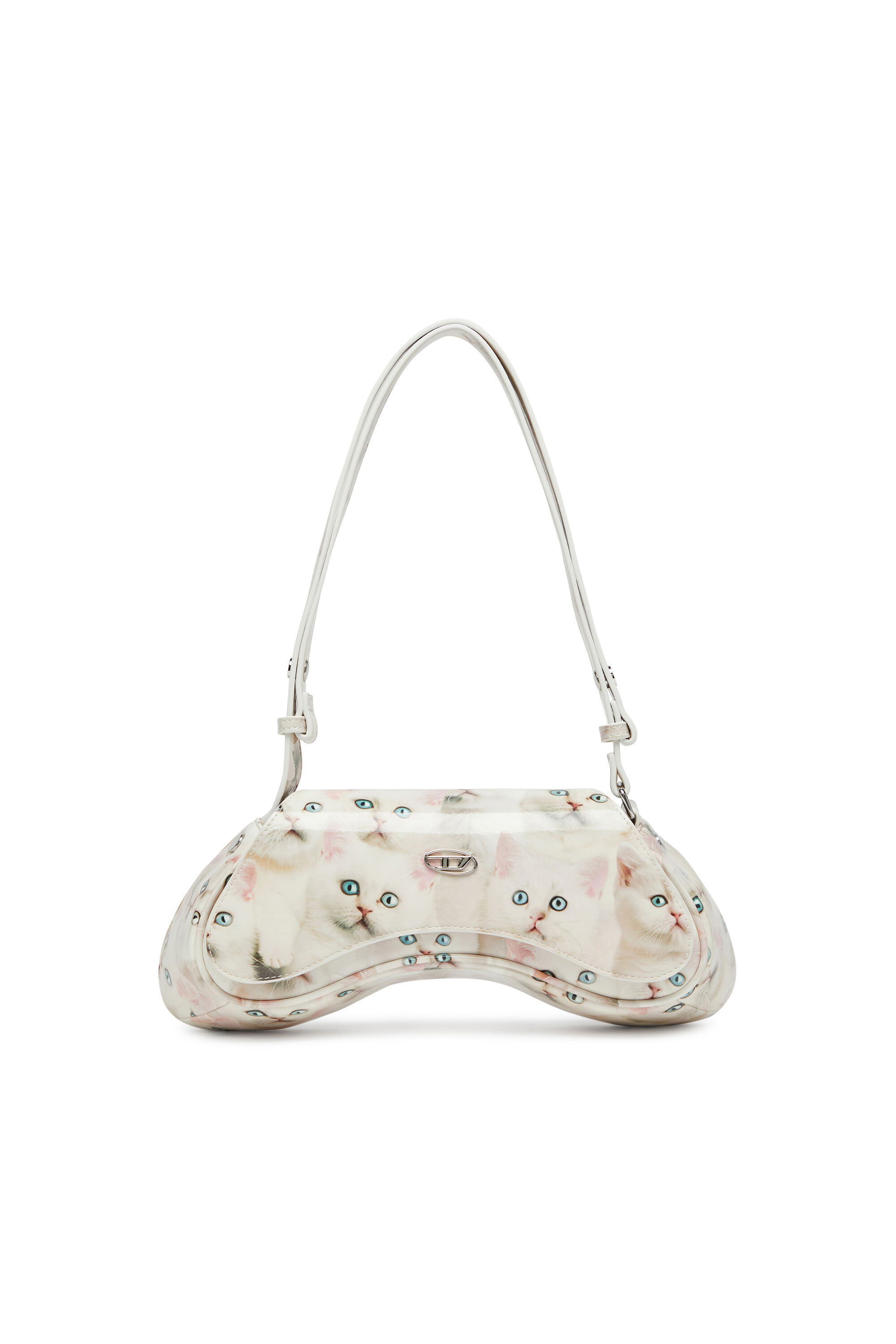 Diesel - PLAY CROSSBODY, Damen Play-Schultertasche mit glänzendem PU-Print in Weiß - 1