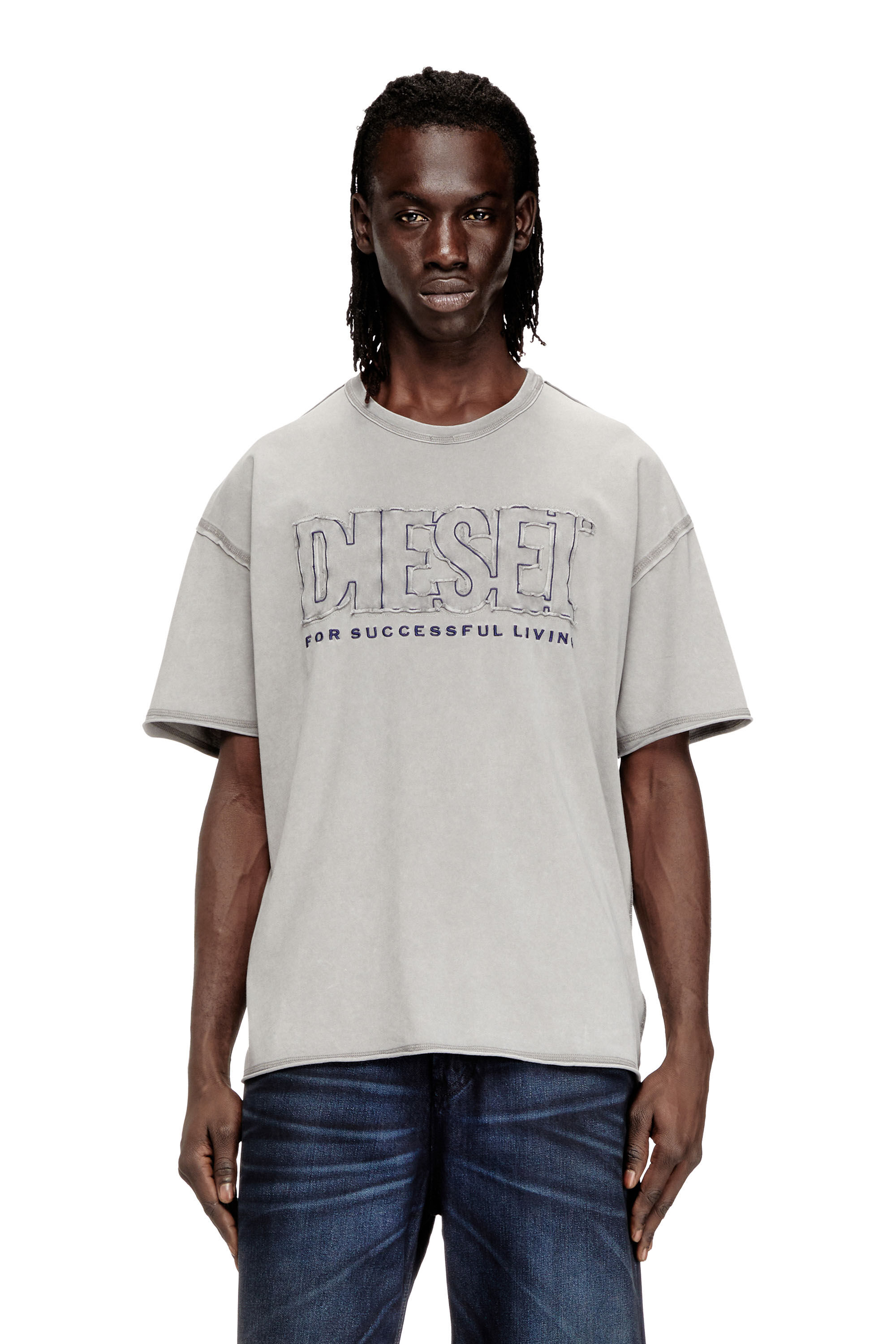 Diesel - T-RAWBOXT, Herren T-Shirt mit appliziertem Logo und rohem Rand in null - 2