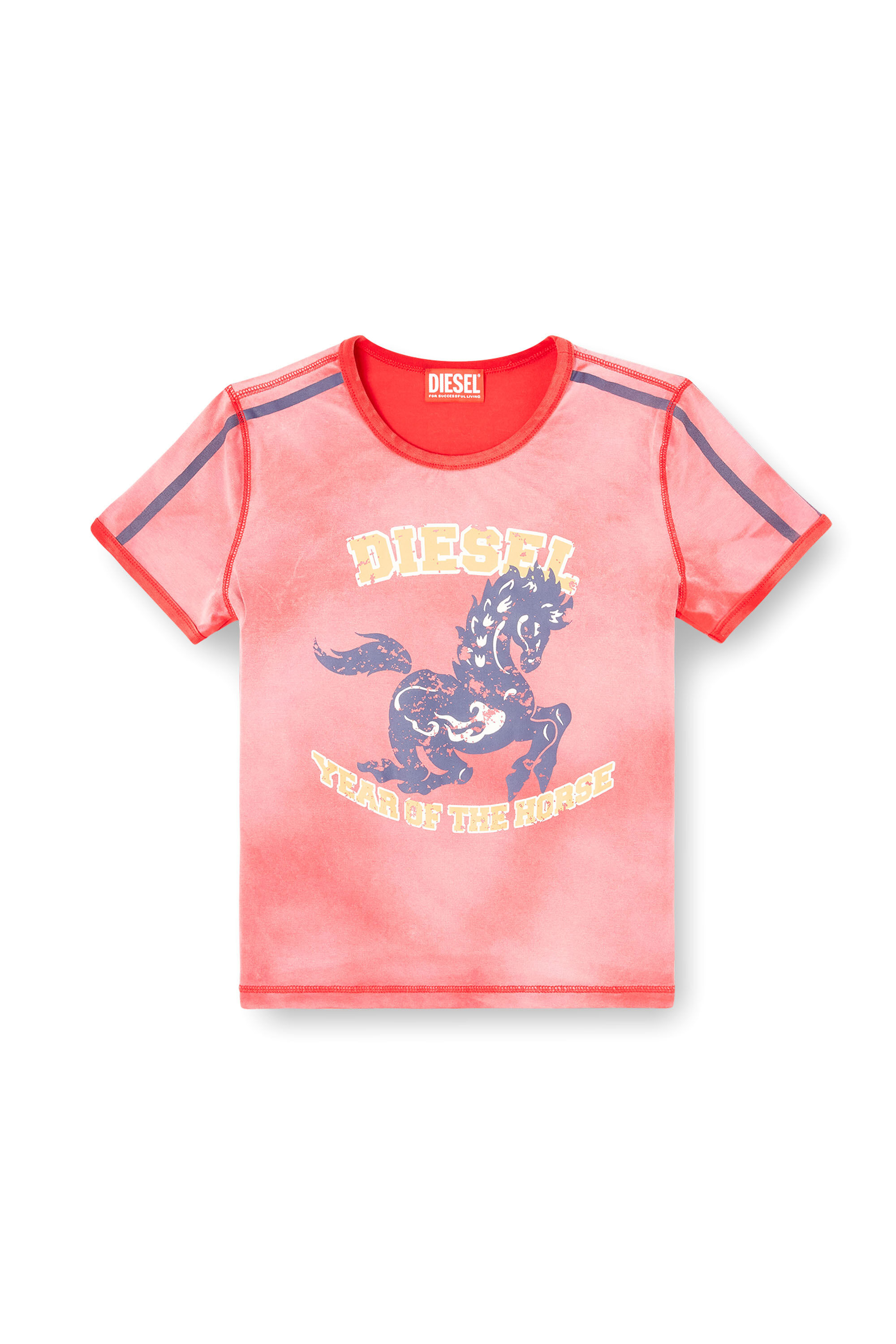 Diesel - CL-T-UNCUTIE-HORSE, Damen Baumwoll-Stretch-T-Shirt mit Pferde-Print in Rot - 2