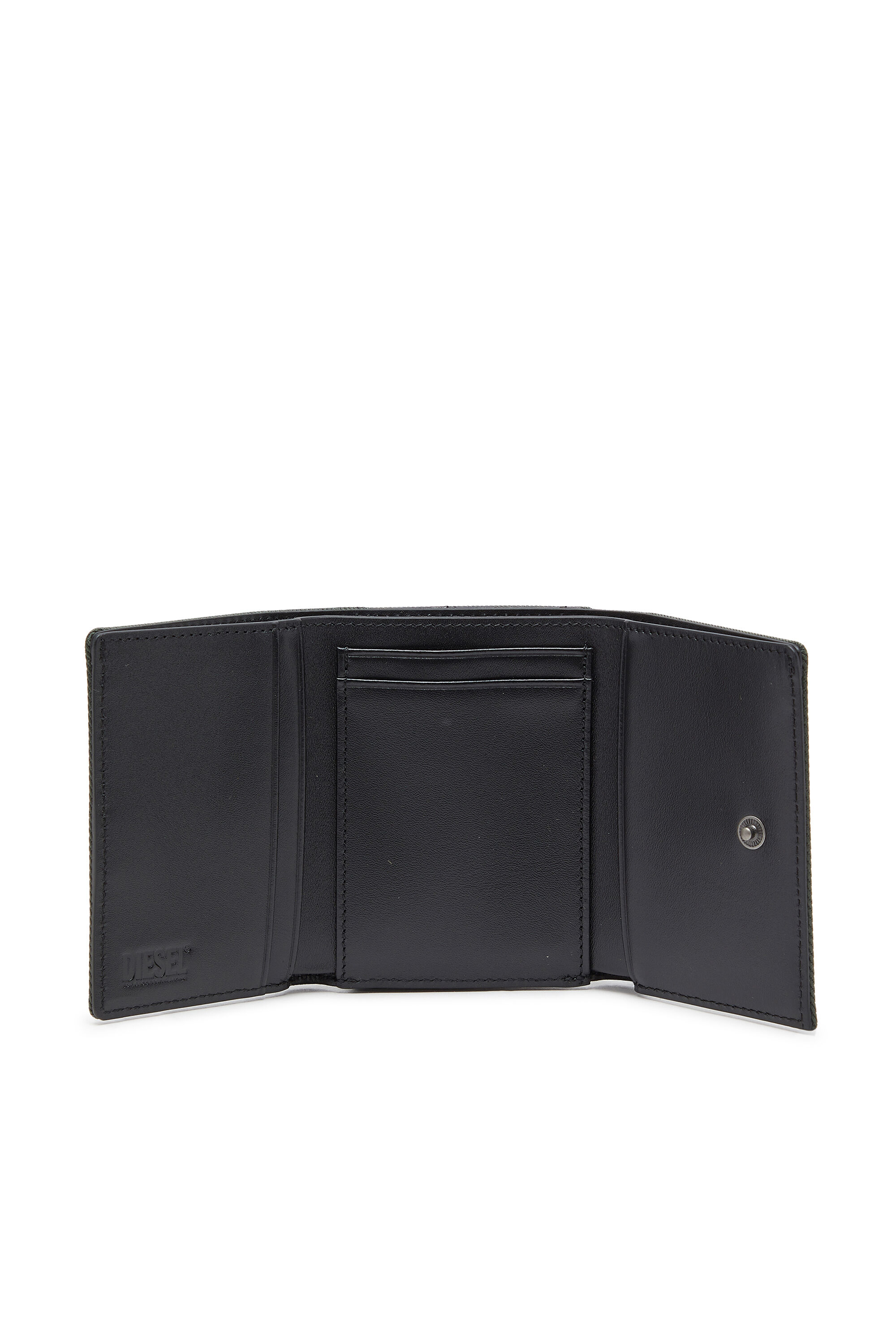 Diesel - D-PACK TRI FOLD COIN 3D, Herren M&uuml;nztasche mit gepr&auml;gtem patch in Gr&uuml;n - 3