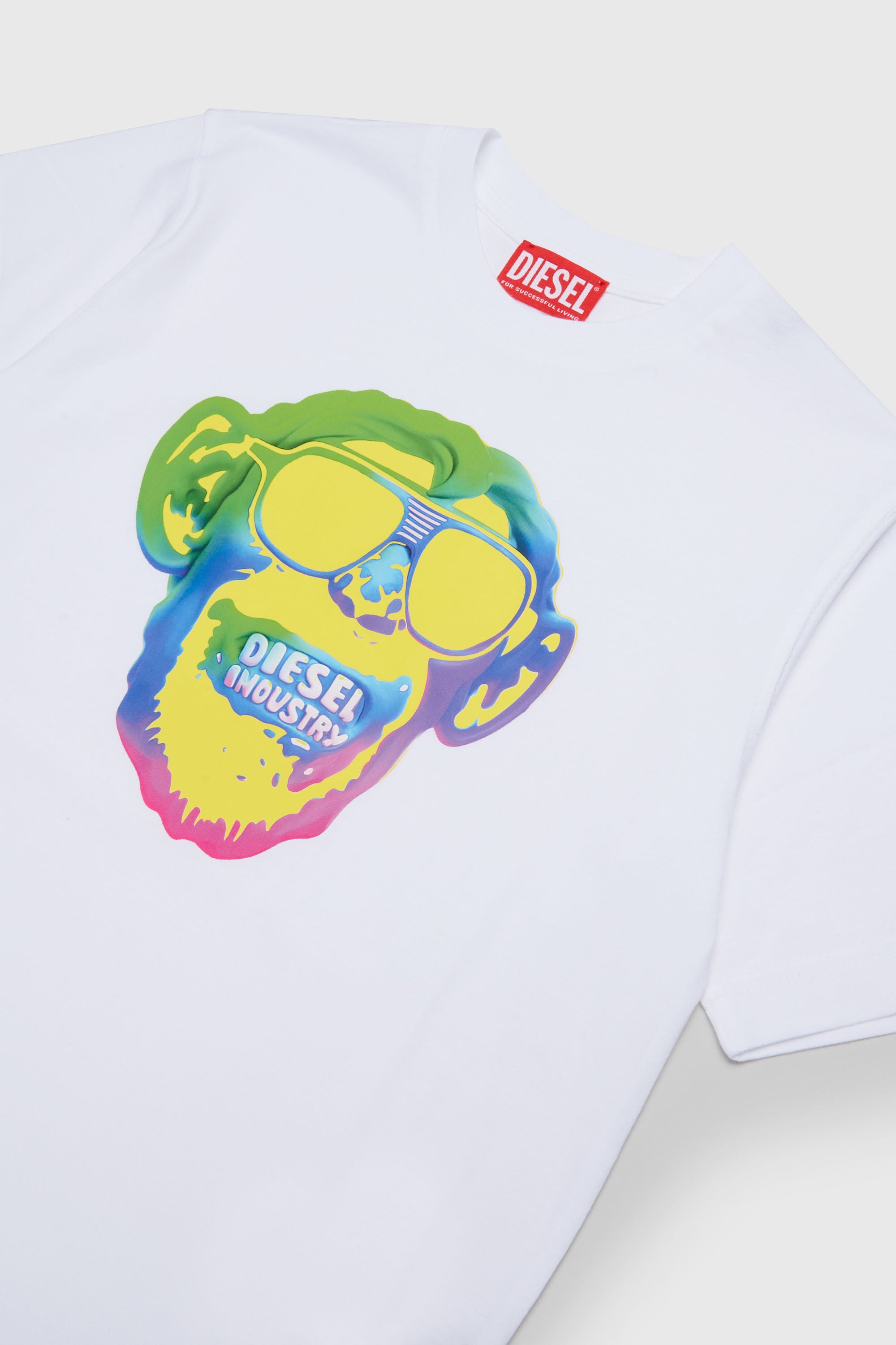 Diesel - TMONKEY OVER, Herren T-Shirt mit Affen-Print in Wei&szlig; - 3
