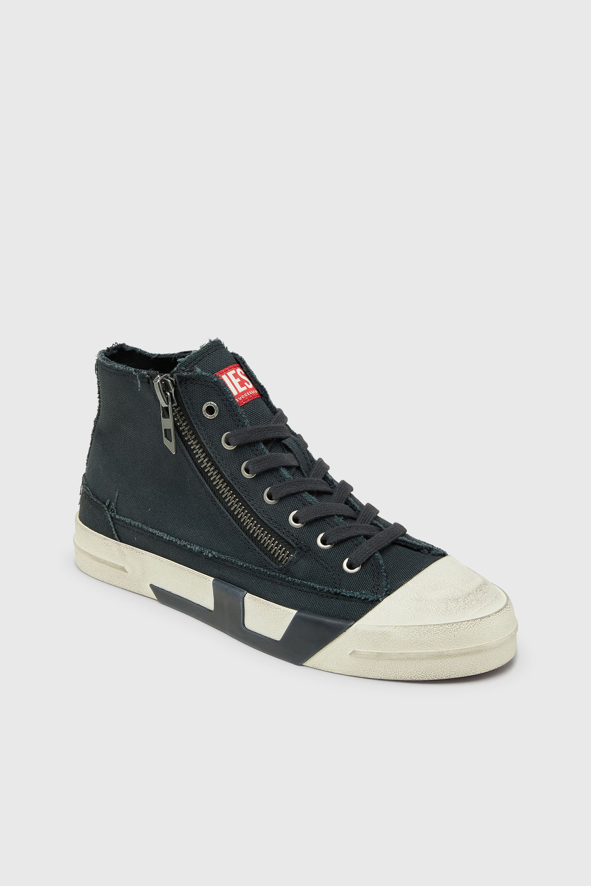 Diesel - S-D-VERSE ZIP MID II, Herren S-D-Verse - Sneakers aus ausgefranstem Canvas mit D Logo in Schwarz - 6