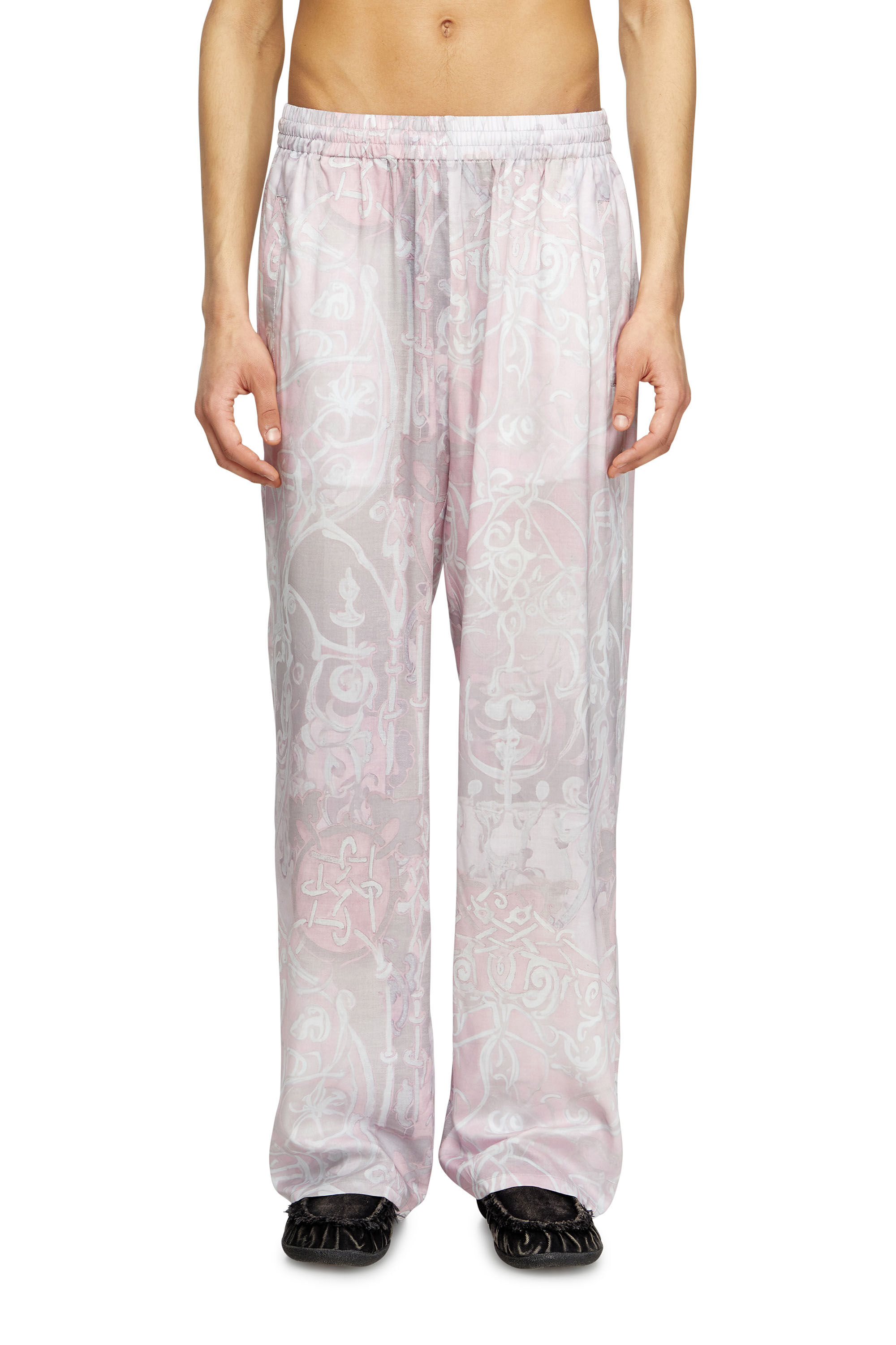 Diesel - P-THECK-A-AJFW, Unisex Trackhose mit mittelalterlichem Print in Rosa - 3