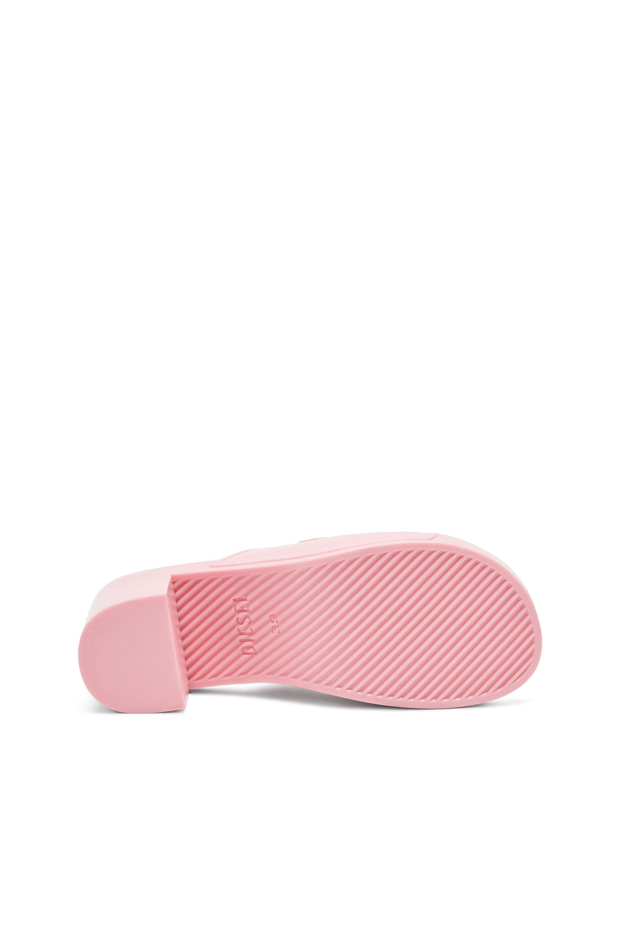 Diesel - SA-BONNIE, Damen Sa-Bonnie-Pantoletten aus Gummi mit Absatz und ausgeschnittenem Logo in Rosa - 5