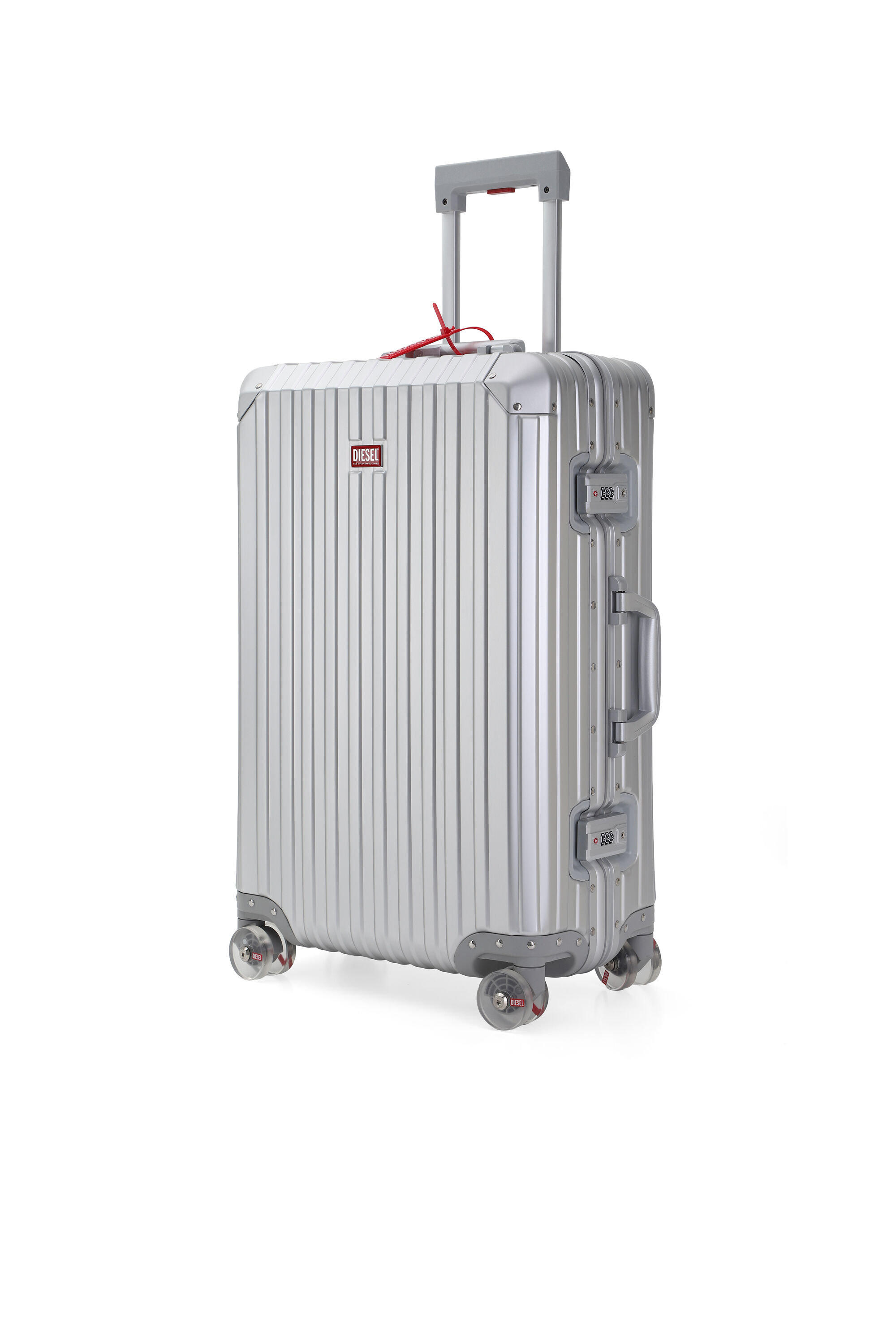 Diesel - DIESEL ALUMINUM TROLLEY- DSL002, Unisex Koffer aus Aluminium Gr&ouml;&szlig;e M in Silber - 5