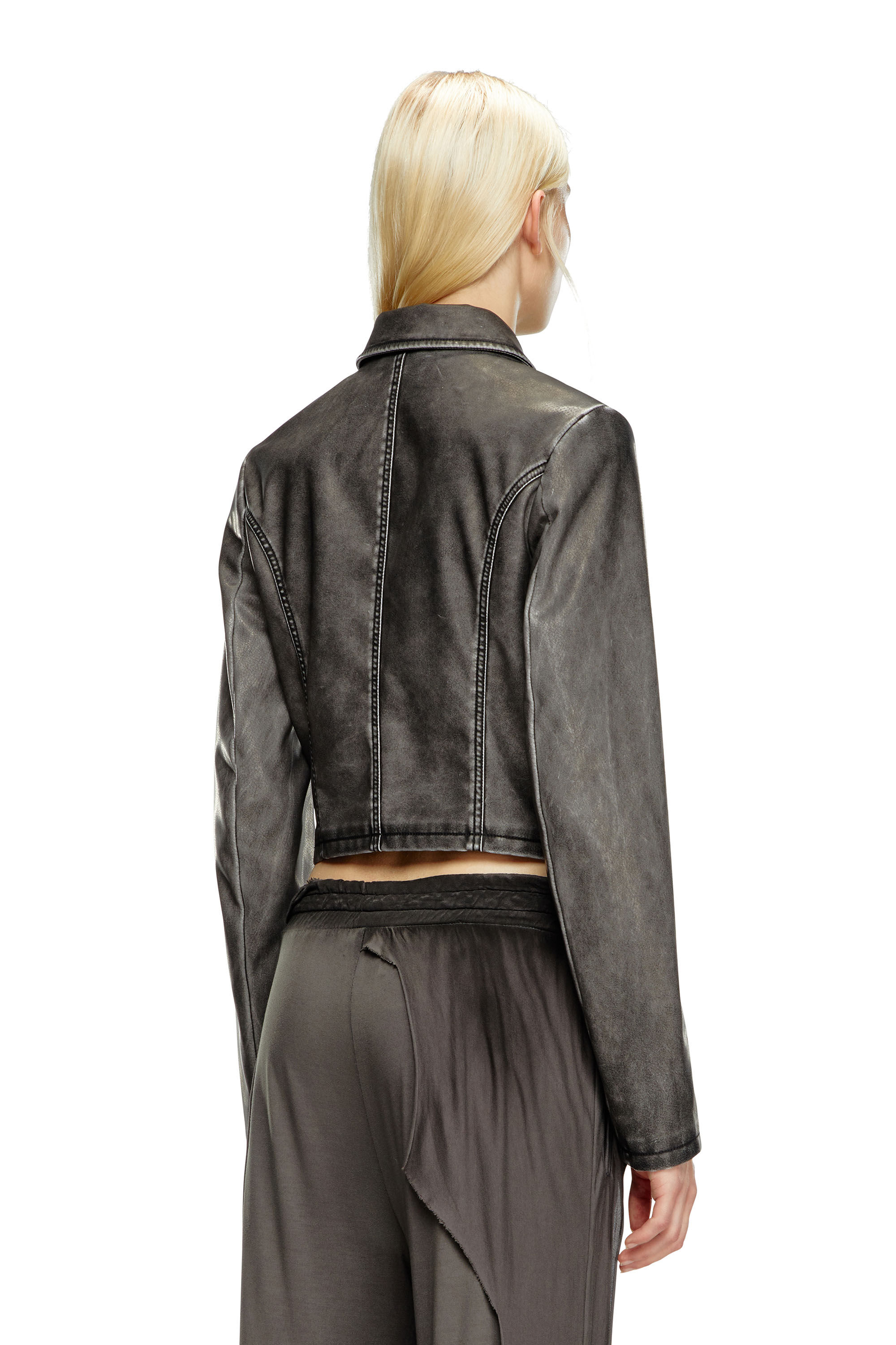 Diesel - G-OTA, Damen Cropped-Jacke aus gewaschenem Tech-Gewebe in Schwarz - Image 4