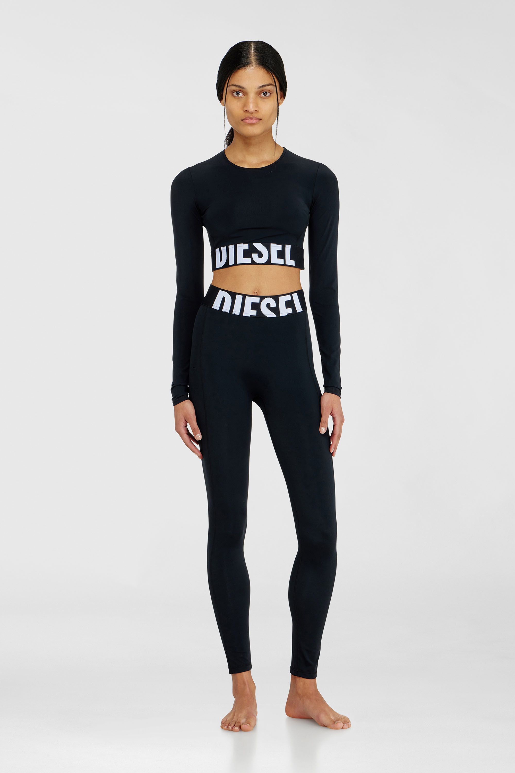Diesel - MELISSA-D-POP, Damen Verk&uuml;rzte Oberteil aus Mikrofaser mit Cut-off-Logo in Schwarz - 1