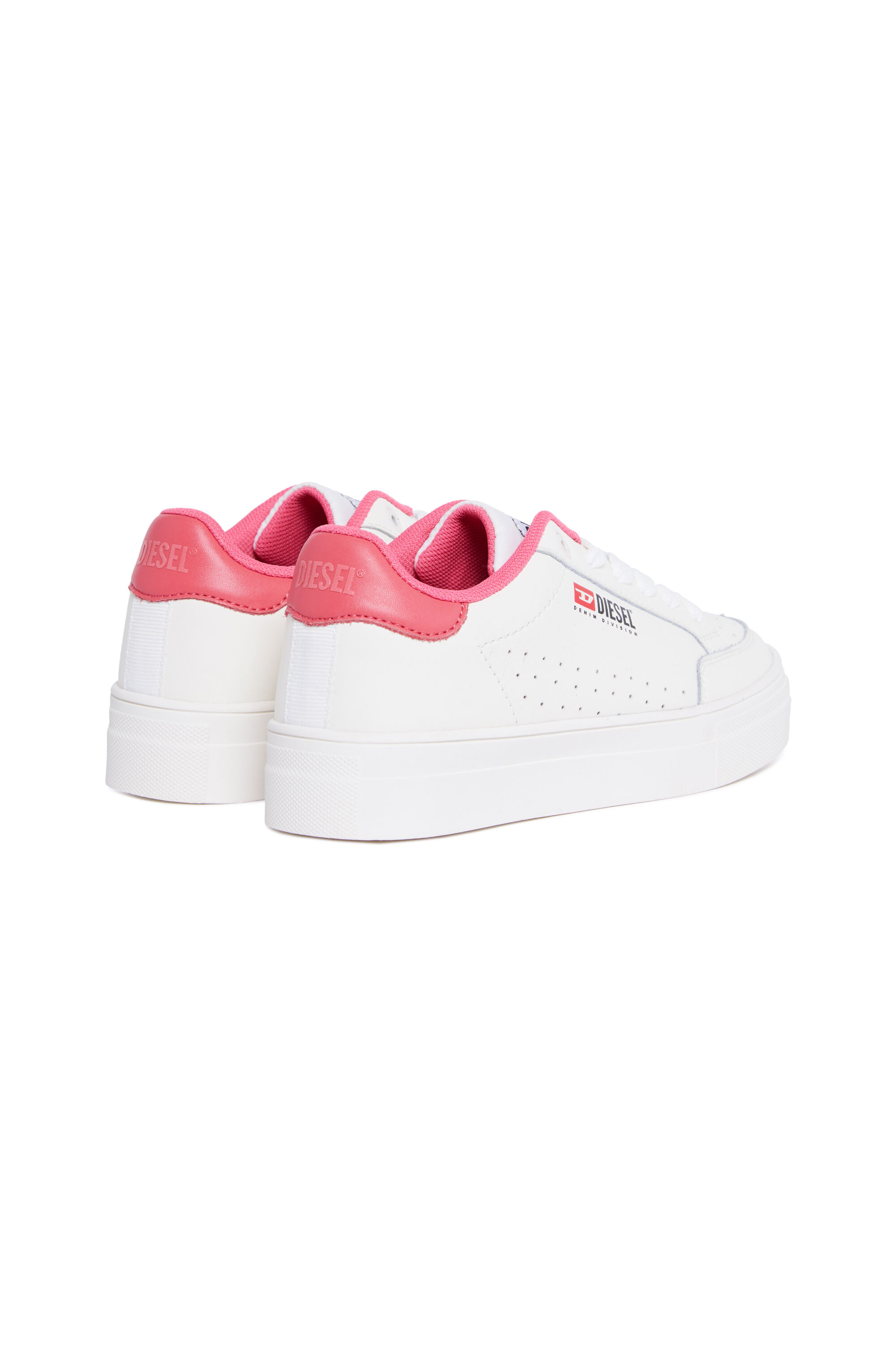 Diesel - S-VANEELA VTG, Unisex Sneakers aus perforiertem Leder in Weiss/Rosa - 3