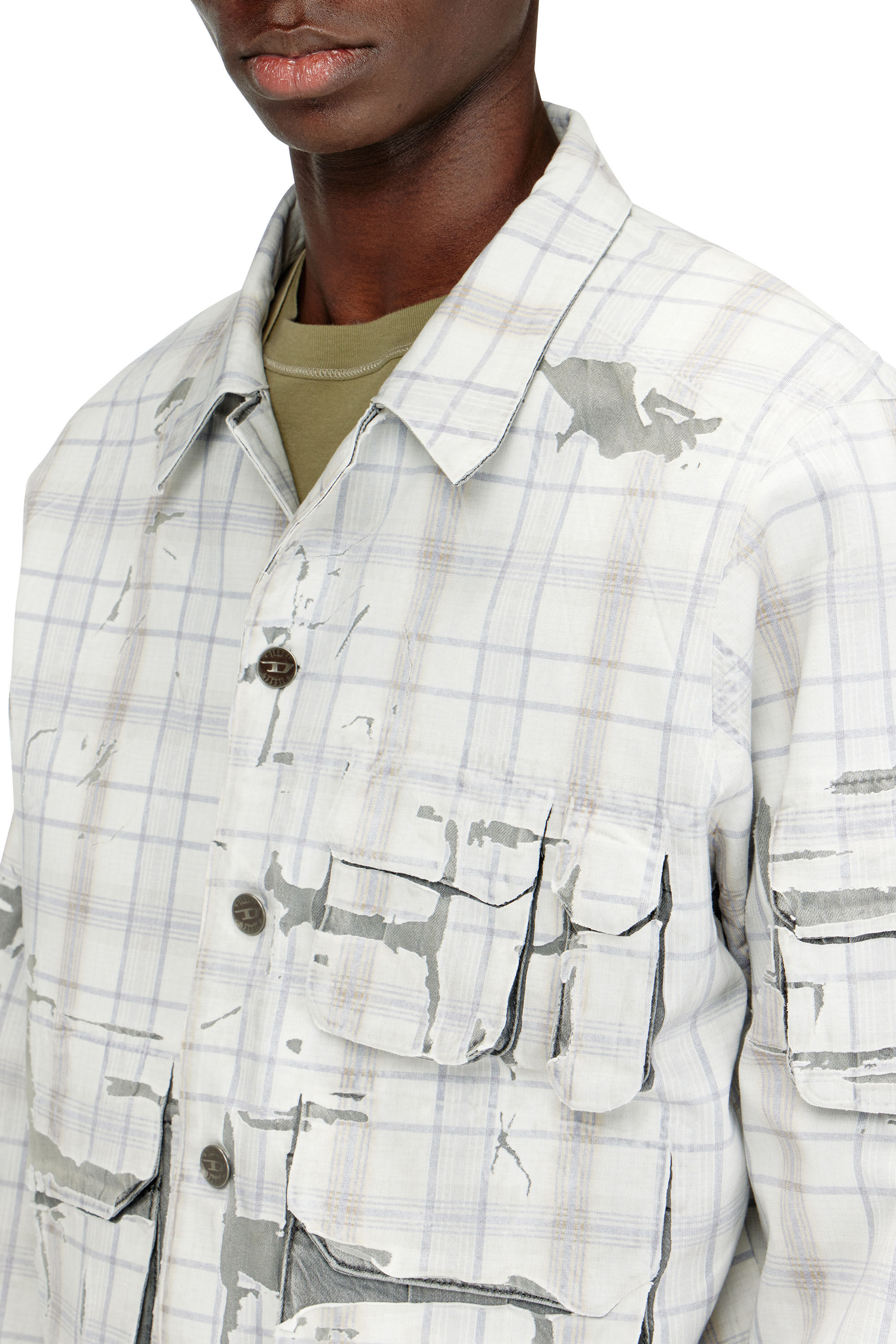 Diesel - D-VALEN-FSI1, Herren Jeansjacke mit Abzieheffekt in Grau - 5