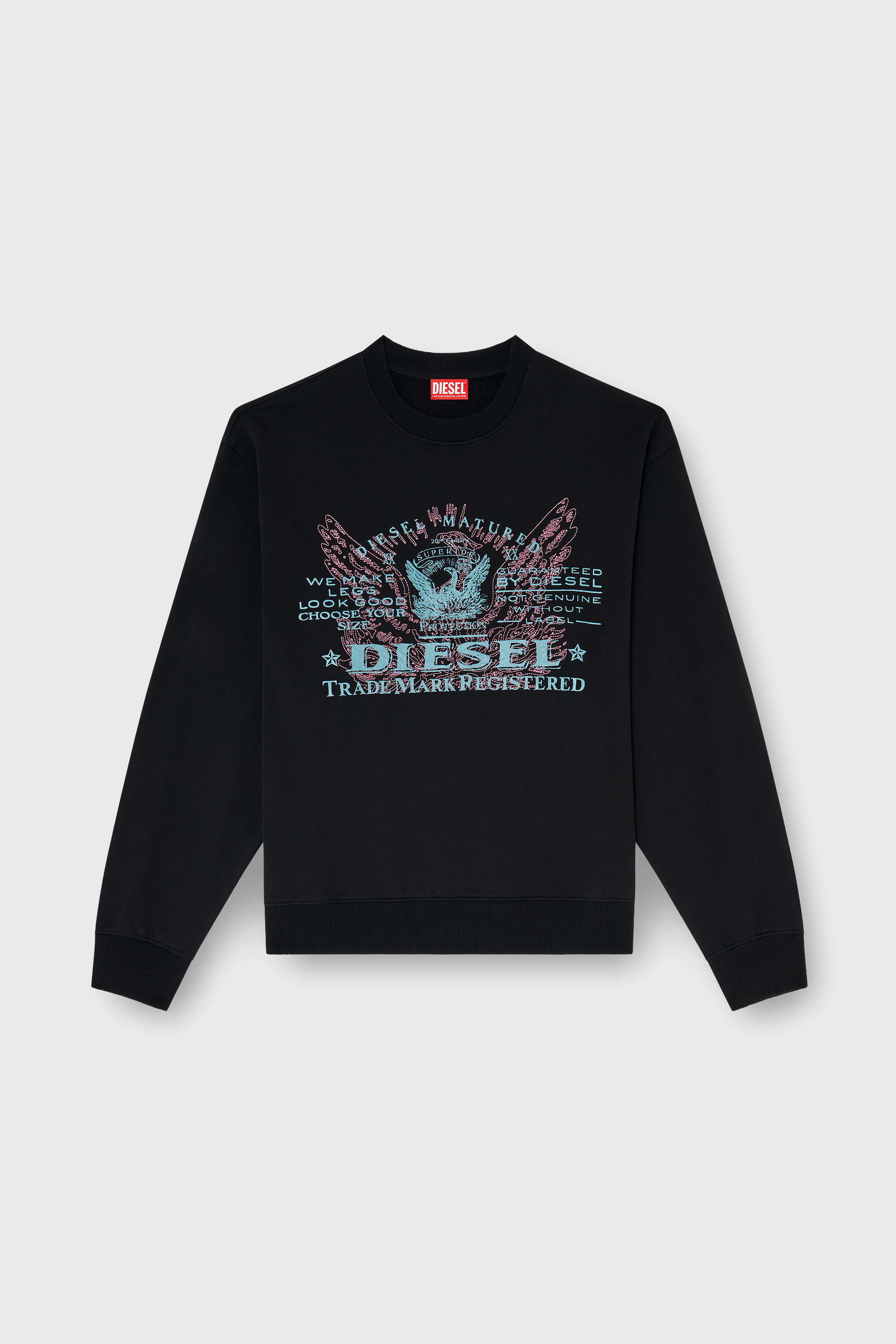 Diesel - S-LUK-R-FEN-T92, Herren Sweatshirt aus Baumwolle mit Grafikprint in Schwarz - 2