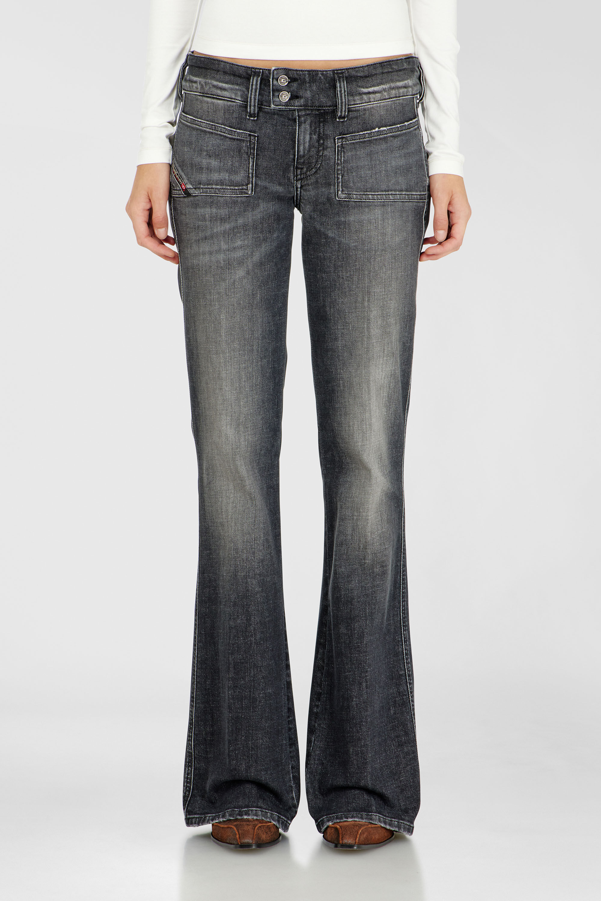 Diesel - Damen Bootcut Jeans D-Hush 0CIAU, Schwarz/Dunkelgrau - 4