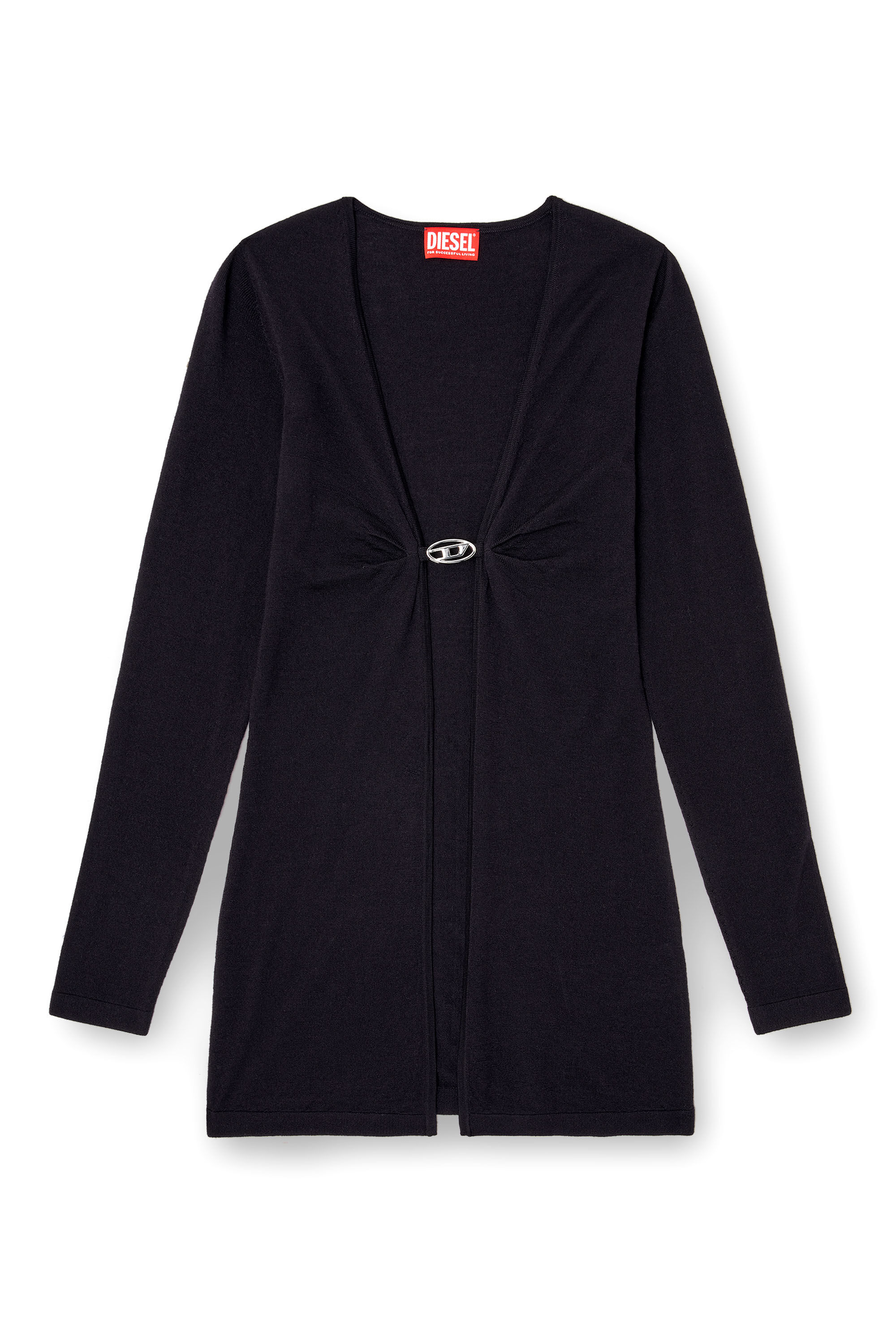 Diesel - M-PIERRY-LONG, Damen Longline-Cardigan aus Wolle mit offener Vorderseite in Dunkelblau - 2