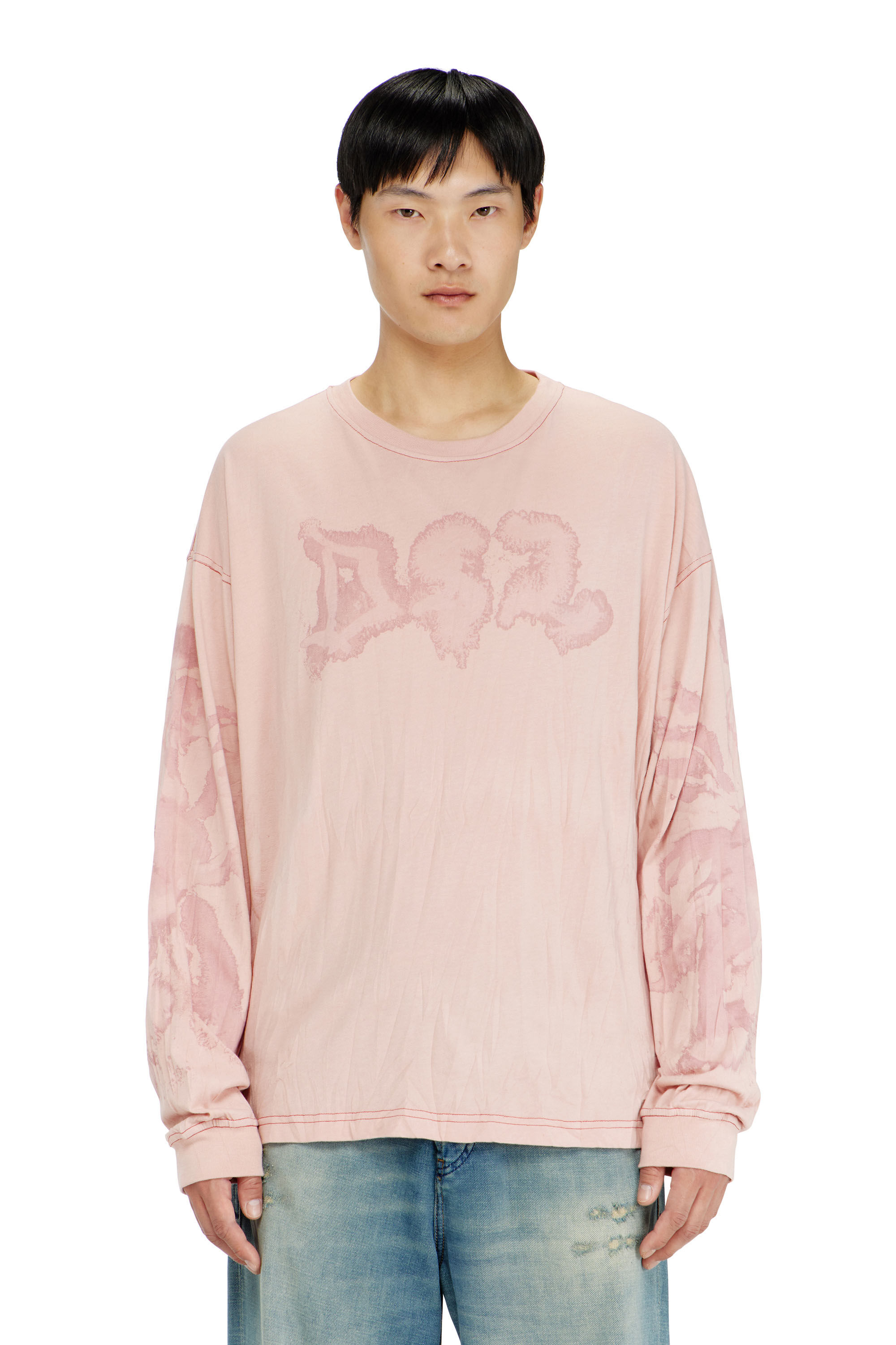 Diesel - T-BOXT-LS-AA4, Herren Locker long sleeve tee mit blotched print in Rosa - 3