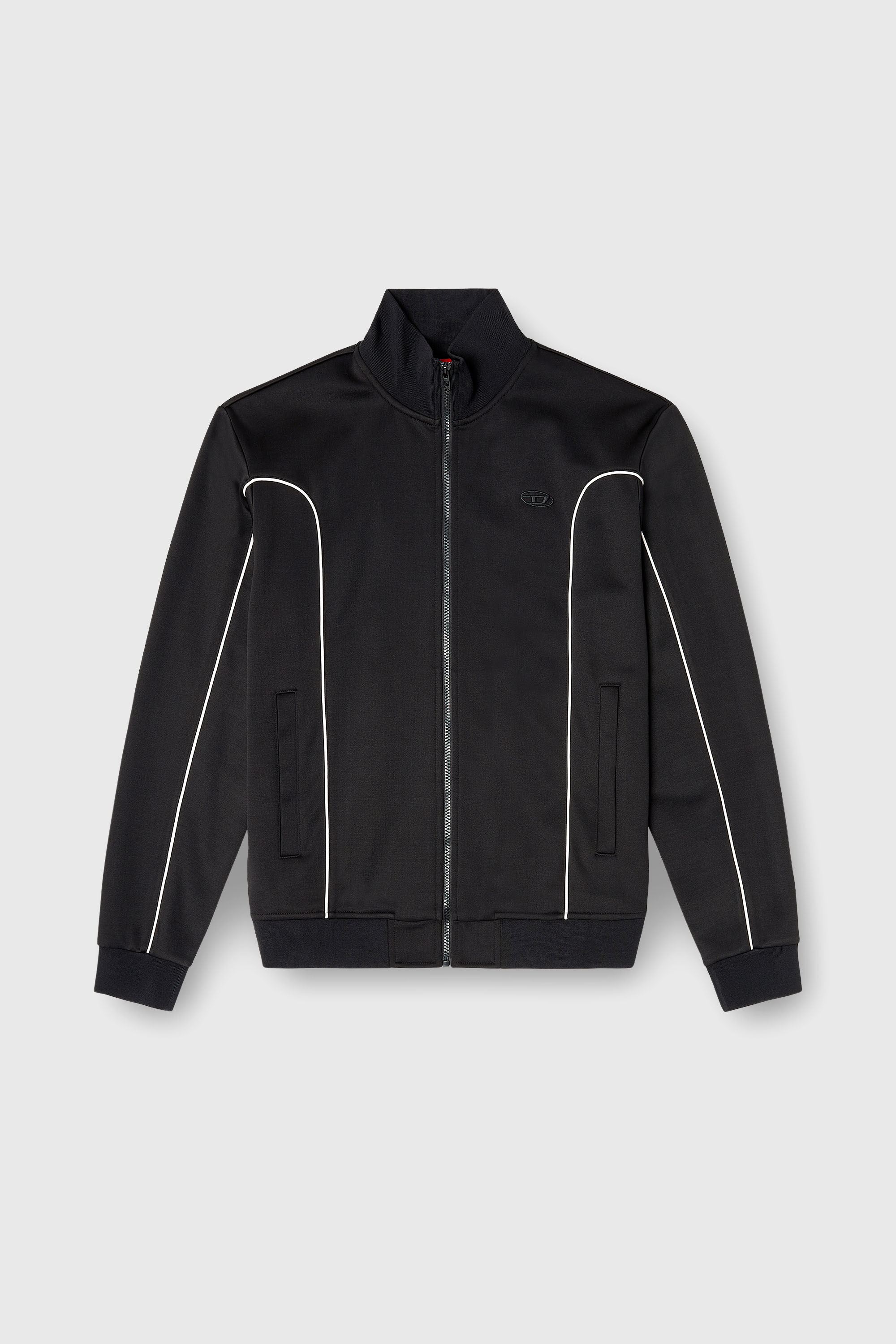 Diesel - S-LOCKING-DO, Herren Sweatjacke aus Sweatstoff mit kontrastierenden Paspeln in Schwarz - 2