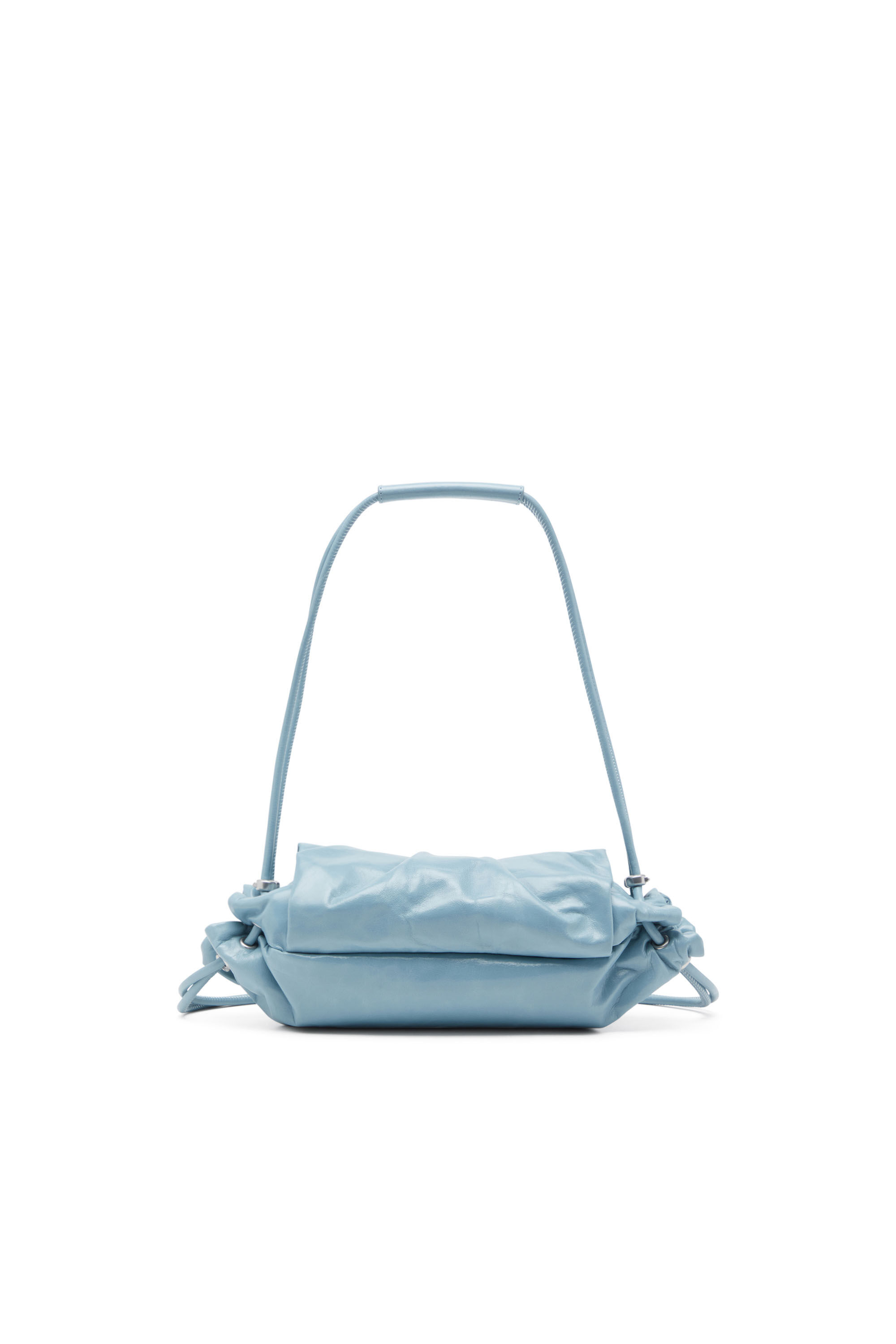 Diesel - SCRUNCH-D SHOULDER S, Damen Scrunch-D S-Schultertasche aus Knitter-Leder in Azurblau - 3
