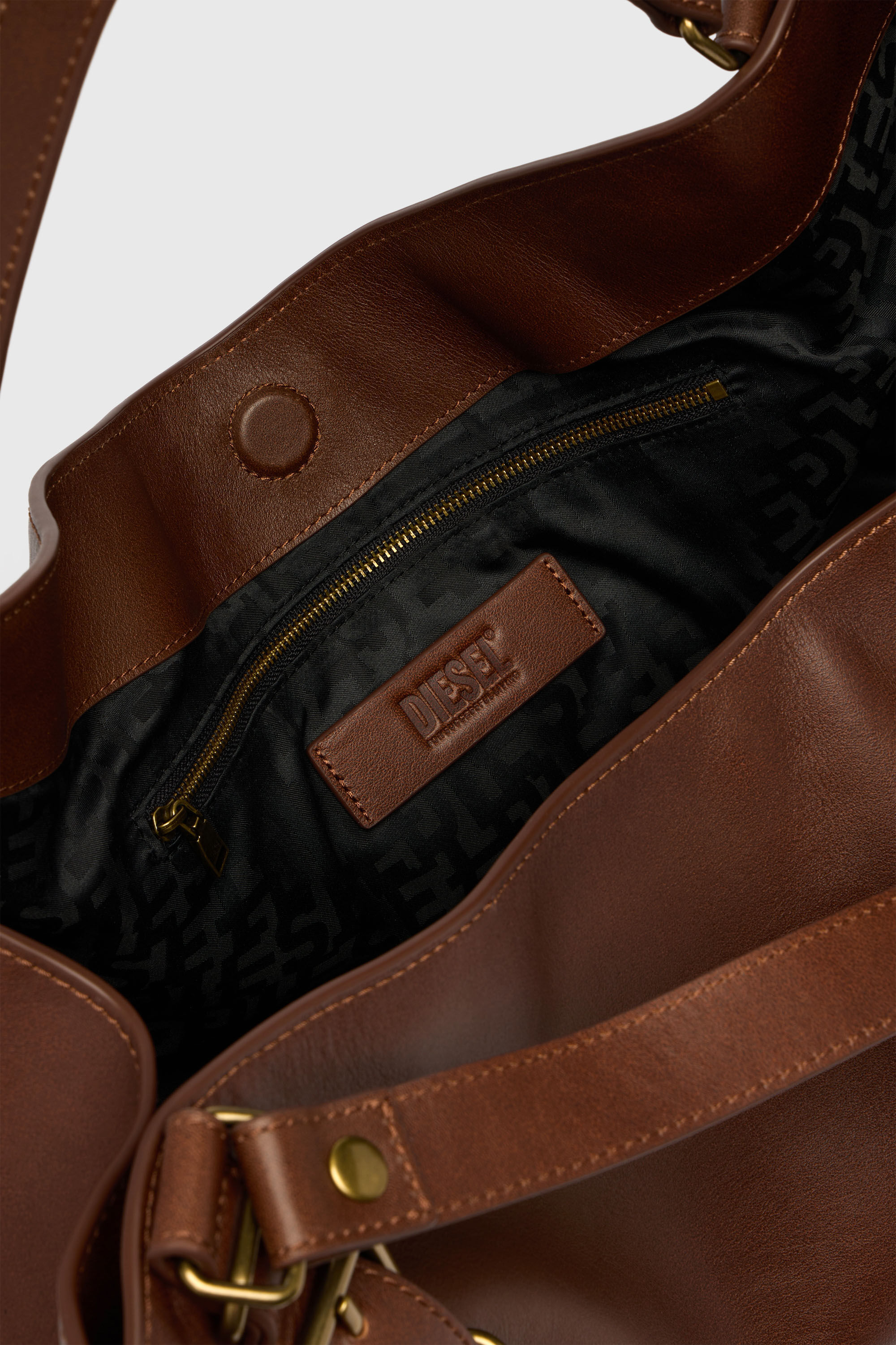 Diesel - D-ONE TOPHANDLE M, Unisex D-One-Medium Henkeltasche aus behandeltem Leder in Braun - 5